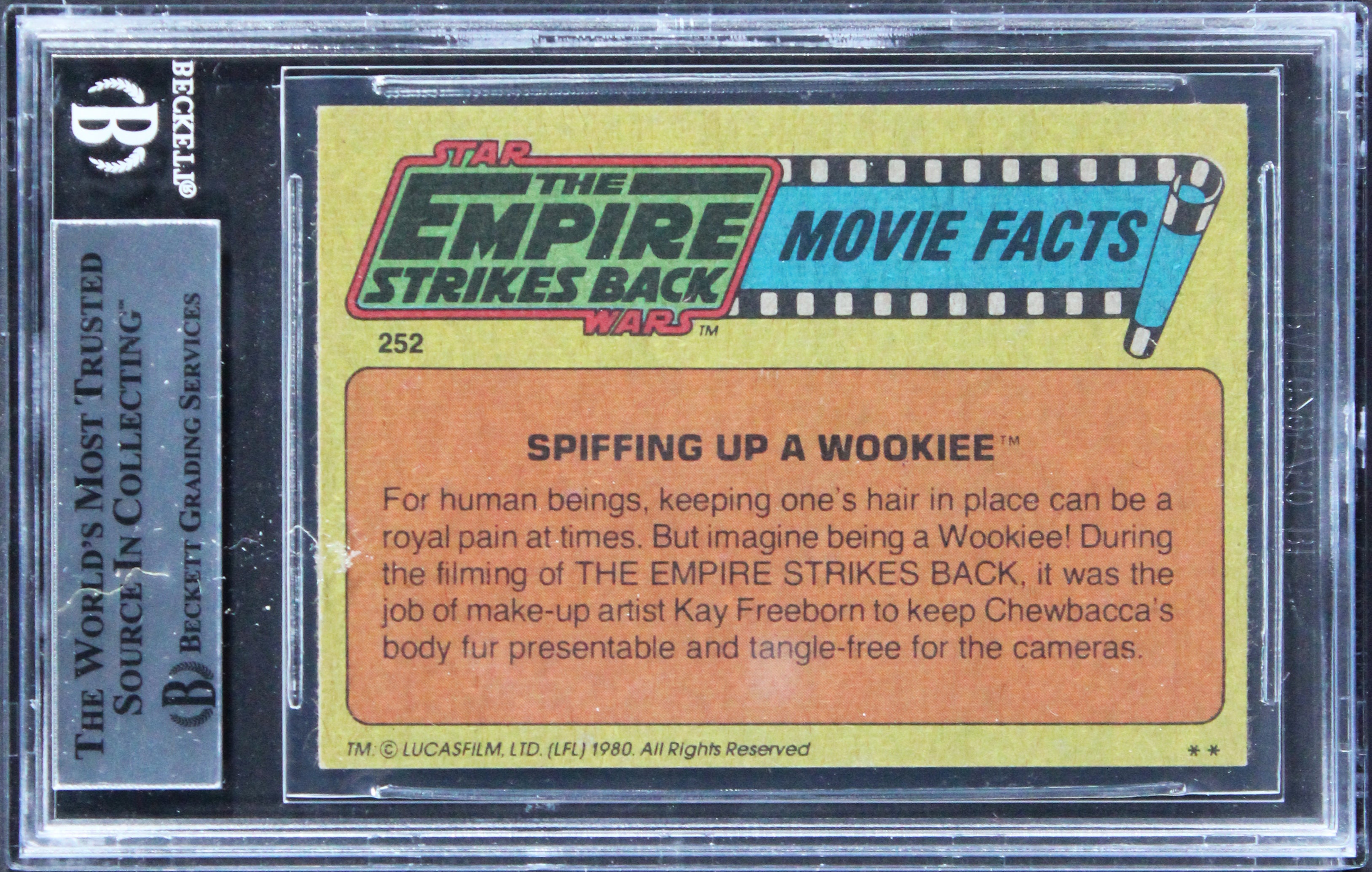 (3) Peter Mayhew, Freeborn +1 Signed 1980 Star Wars ESB #252 Card BAS Slabbed