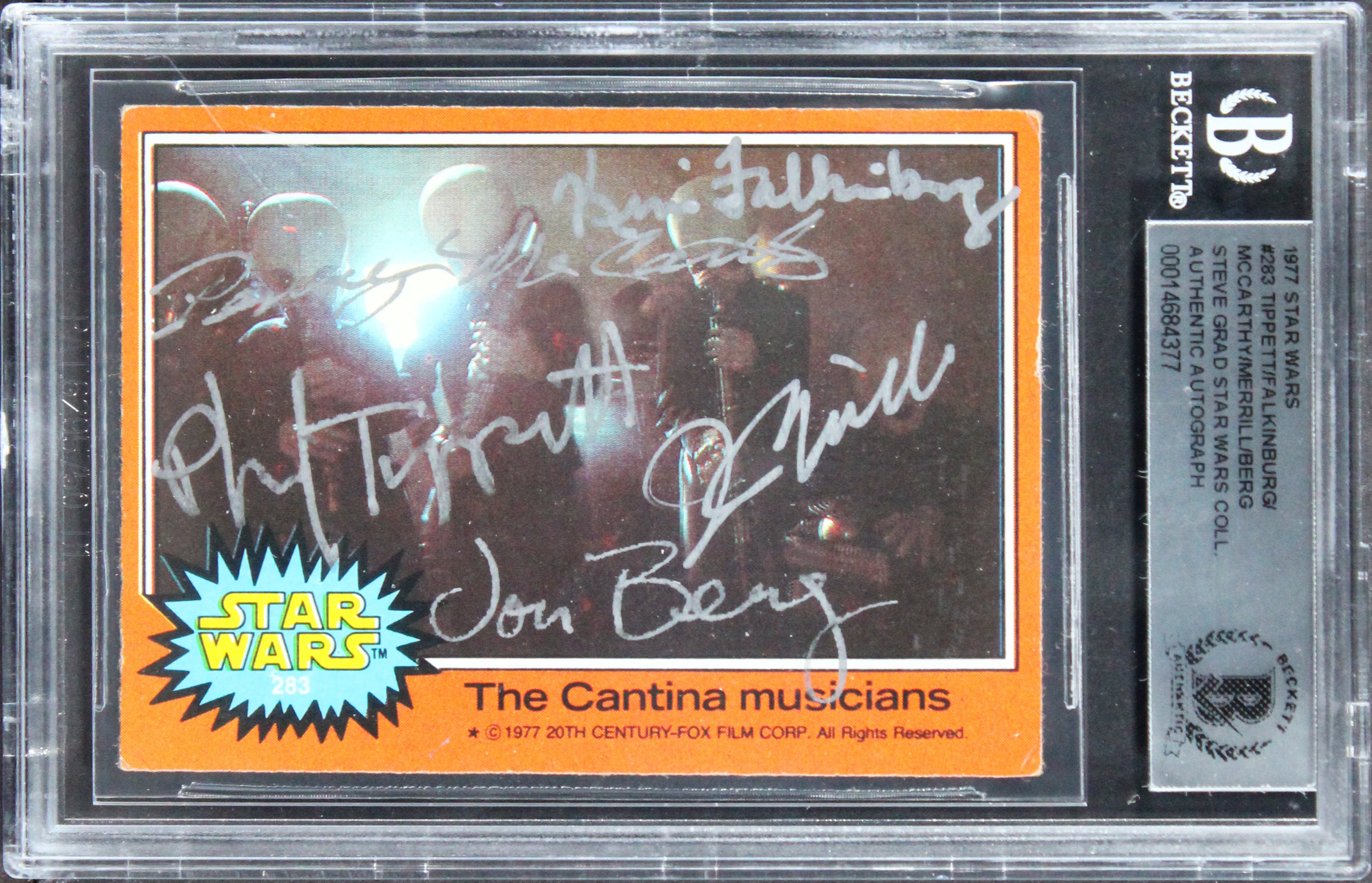 (5) Phil Tippett, Penny McCarthy +3 Signed 1977 Star Wars #283 Card BAS Slabbed