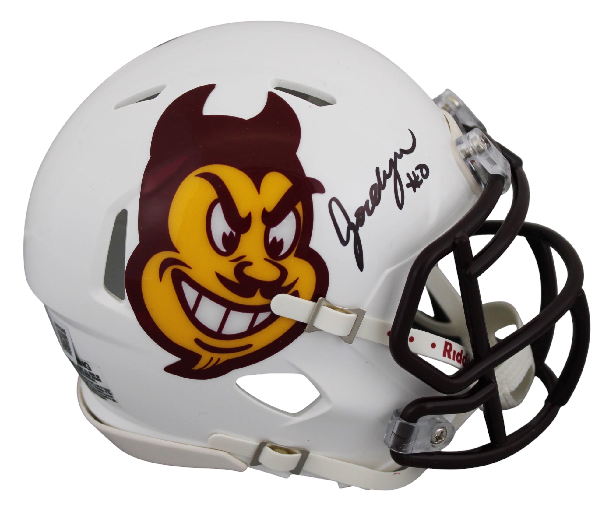 Arizona State Jordyn Tyson Signed White Speed Mini Helmet W/ Case BAS Witnessed