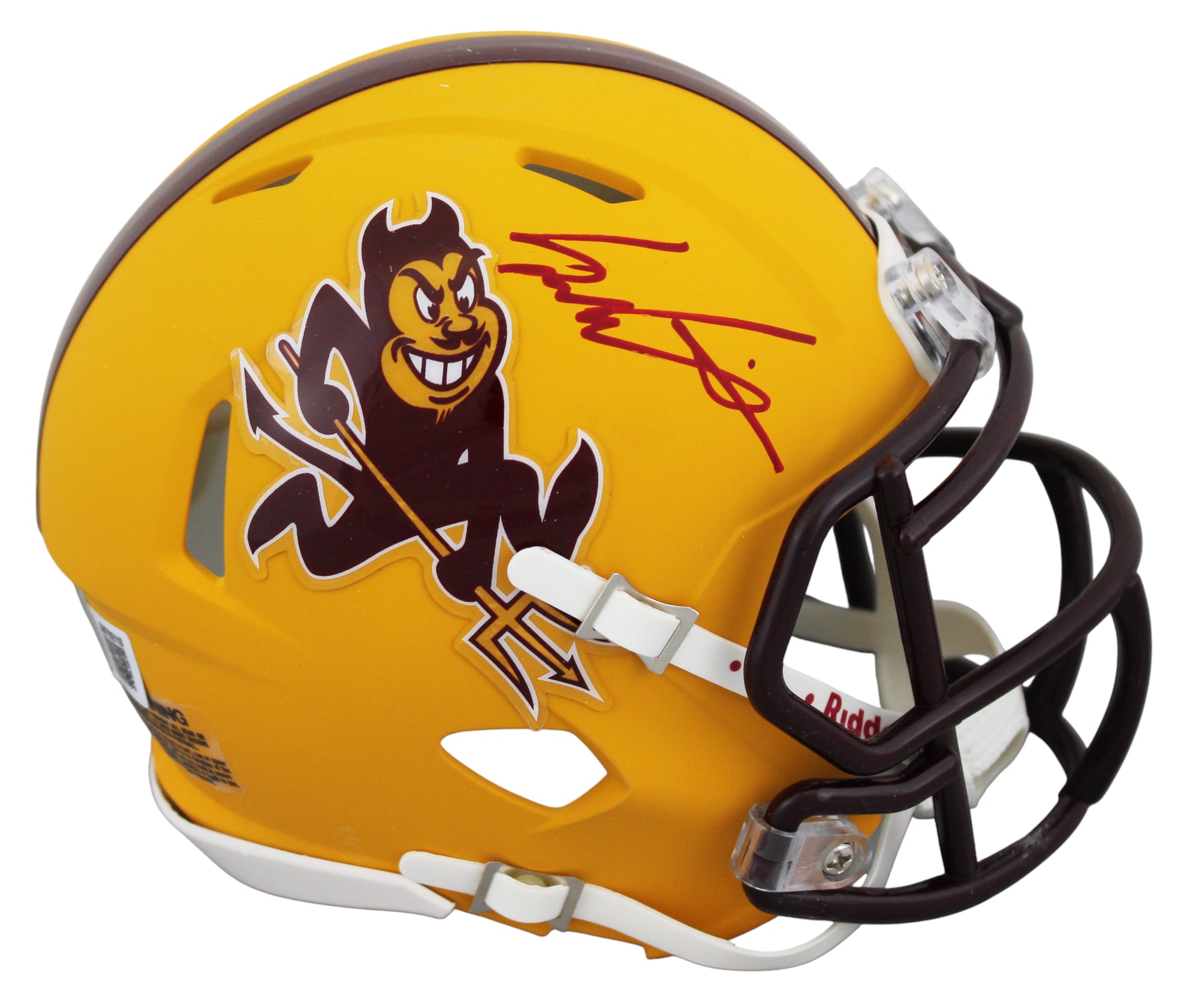 Arizona State Sam Leavitt Signed Sparky Speed Mini Helmet W/ Case BAS Witnessed