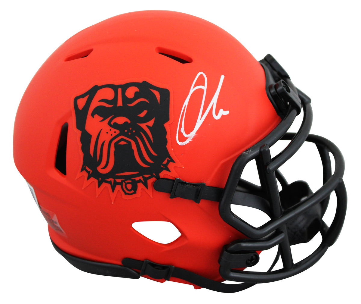 Browns Quinshon Judkins Signed Rave Speed Mini Helmet BAS Witnessed #4W109818
