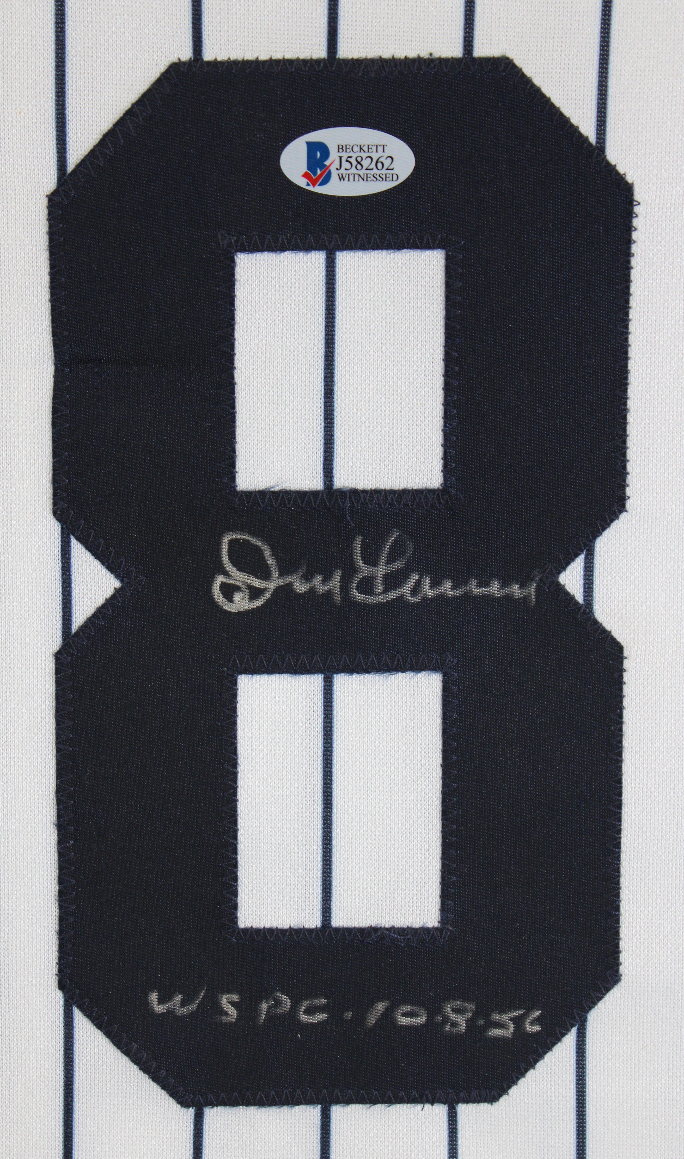 Yankees Don Larsen "WSPG" Signed White Pinstripe Majestic Jersey BAS #J58262