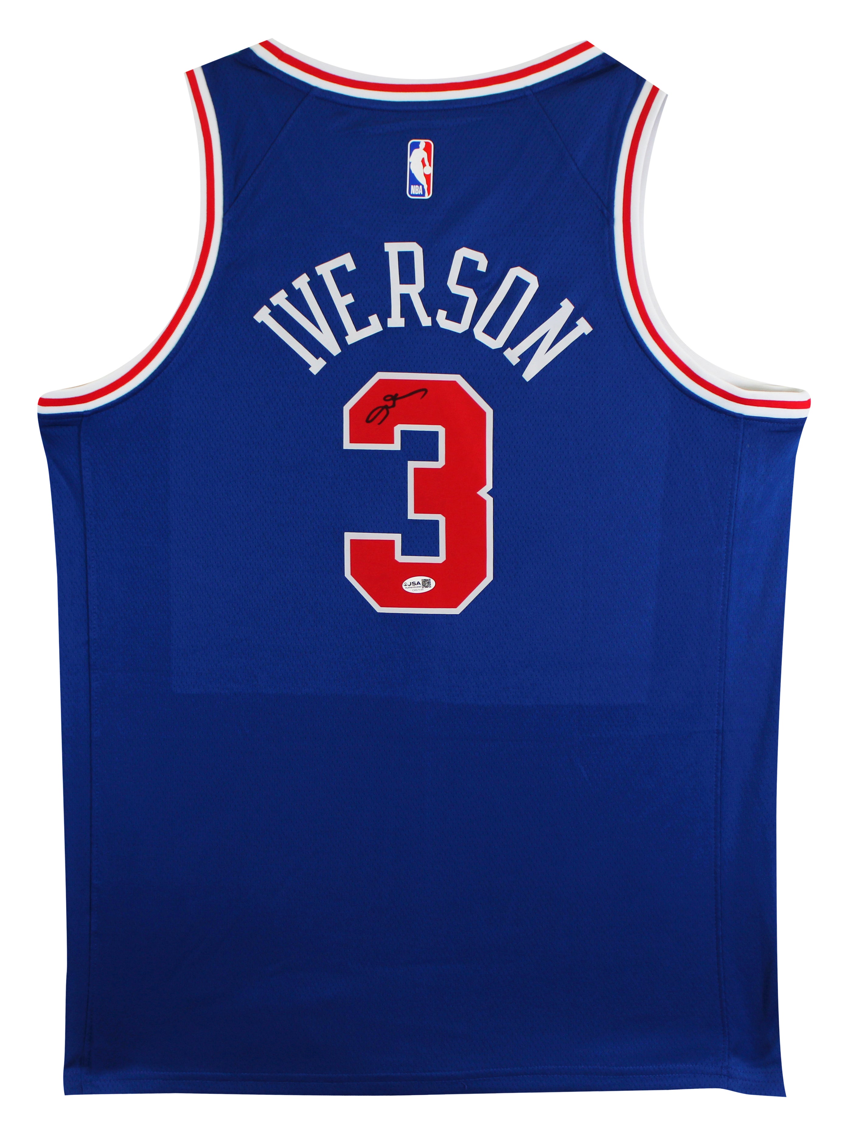 76ers Allen Iverson Signed Blue Nike Jordan Swingman Jersey JSA #CH57139