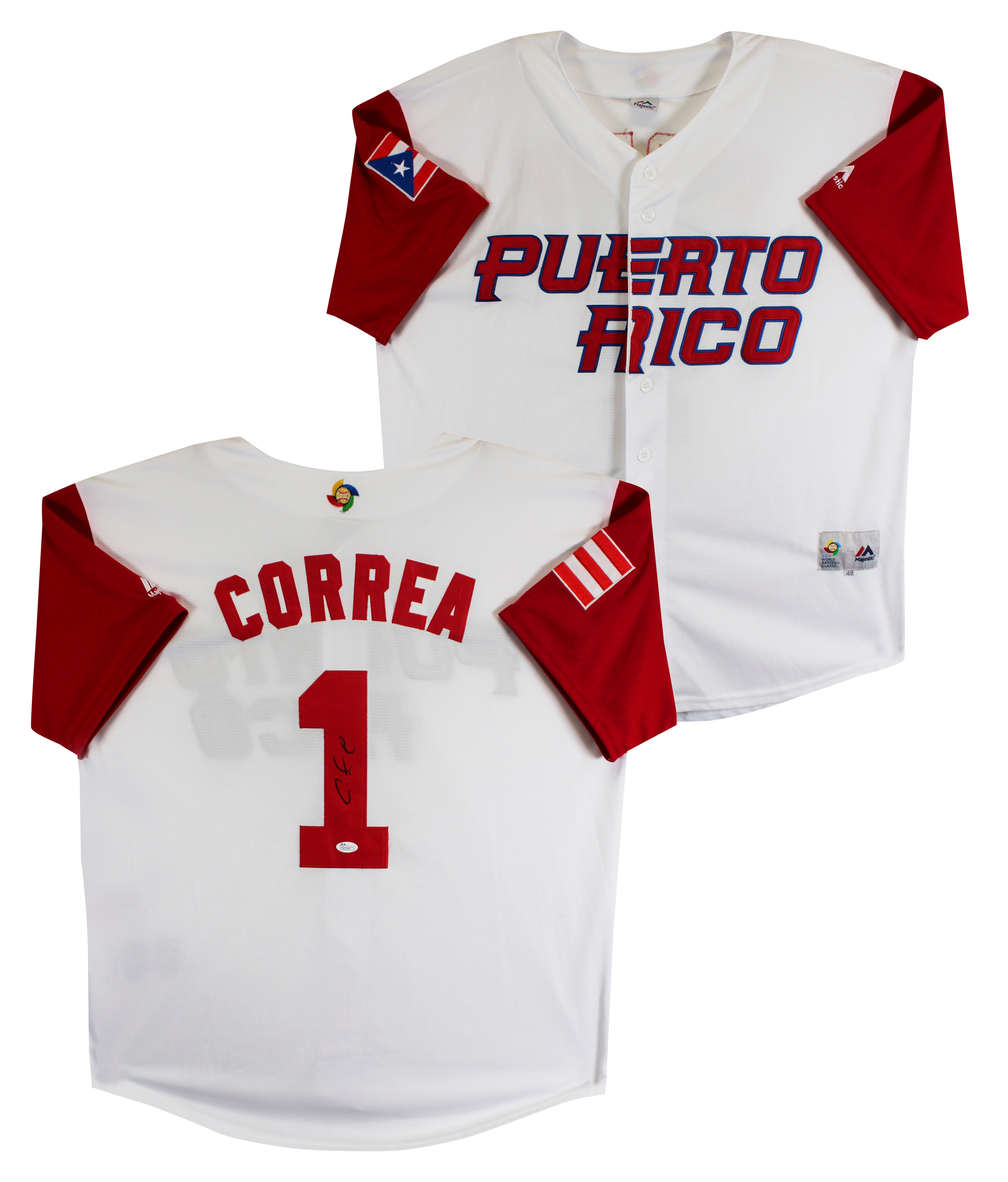 Carlos Correa Signed White Majestic Puerto Rico 2017 WBC Jersey JSA #R61969
