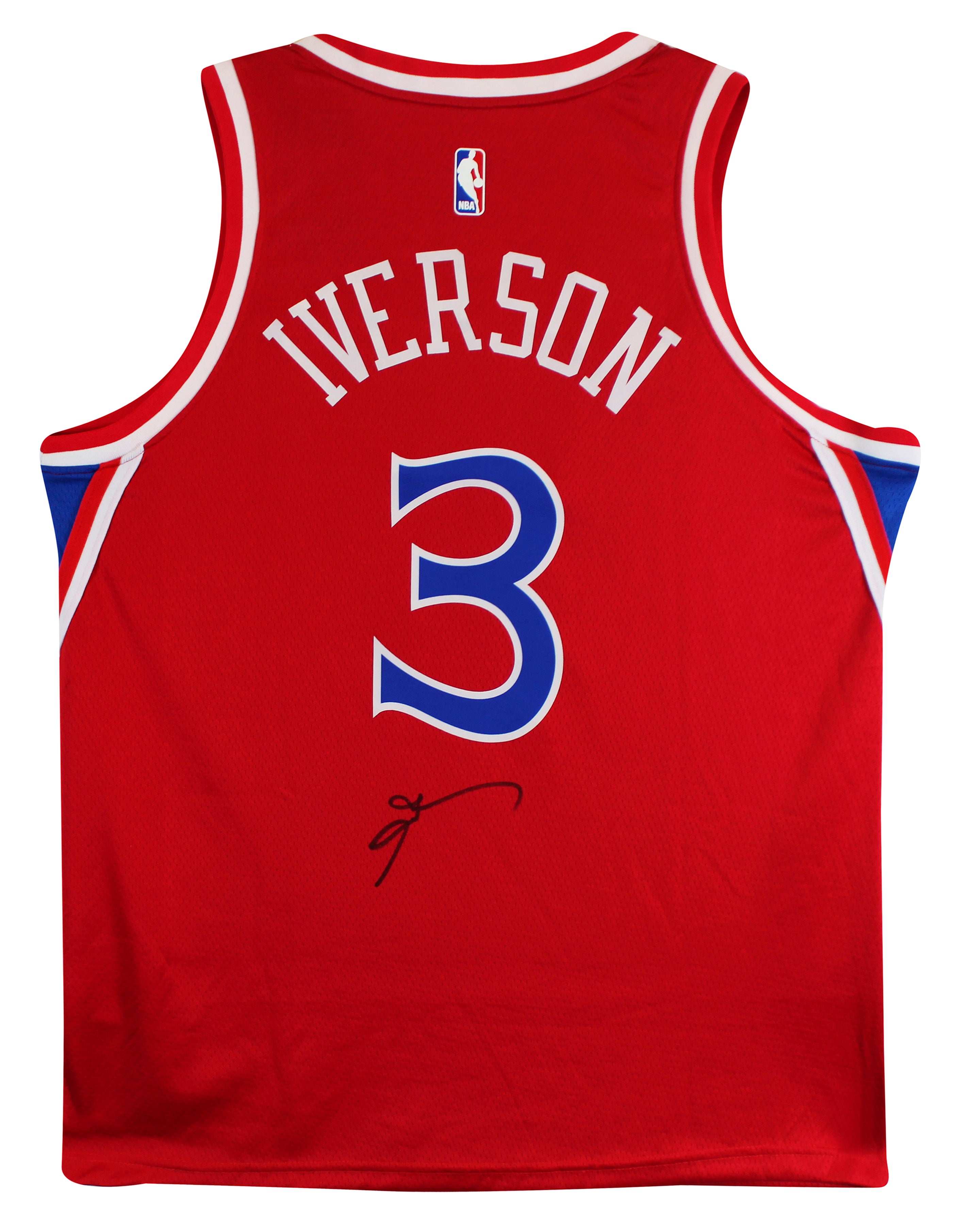 76ers Allen Iverson Signed Red Nike Jordan Swingman Jersey JSA #AU78385
