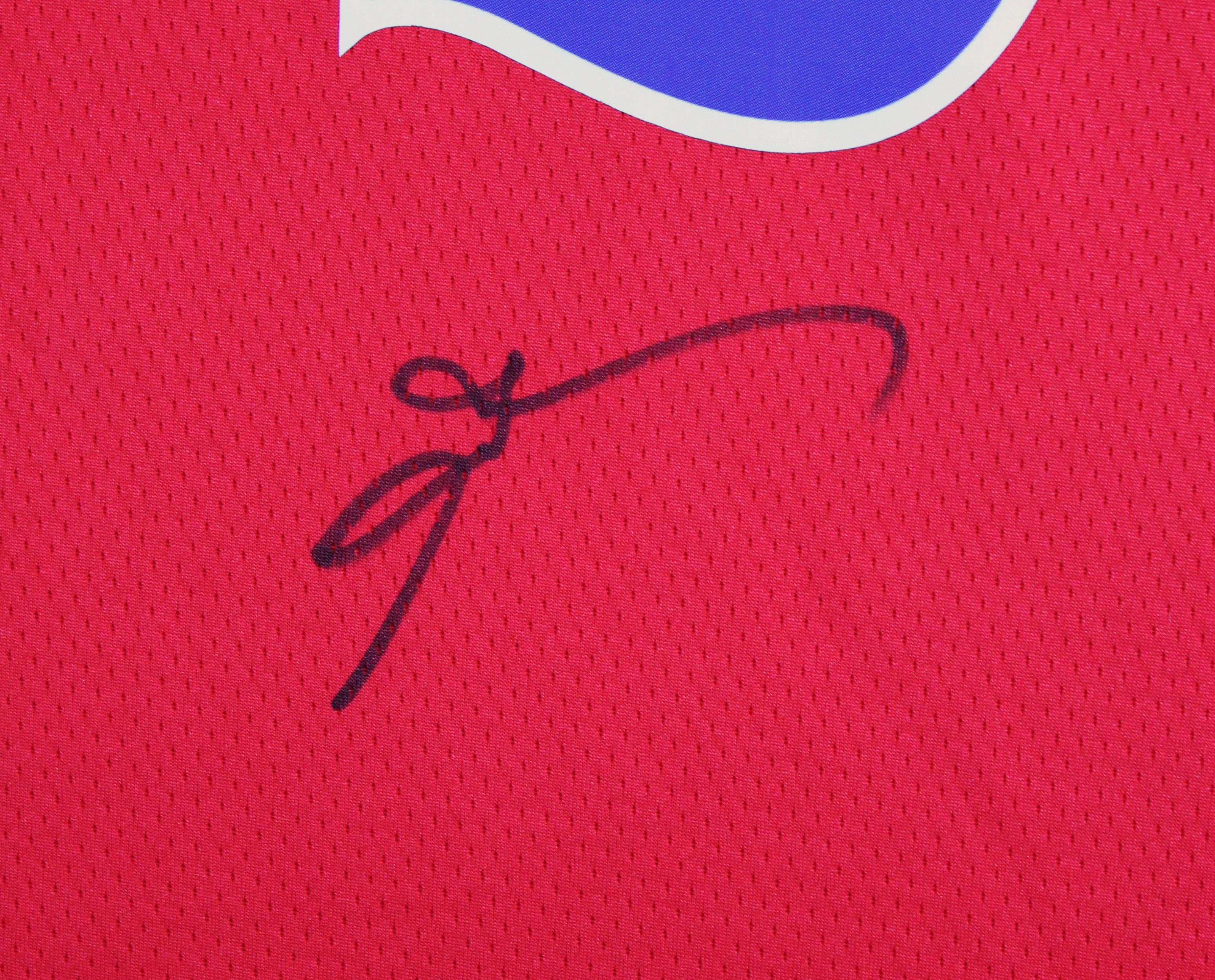 76ers Allen Iverson Signed Red Nike Jordan Swingman Jersey JSA #AU78385