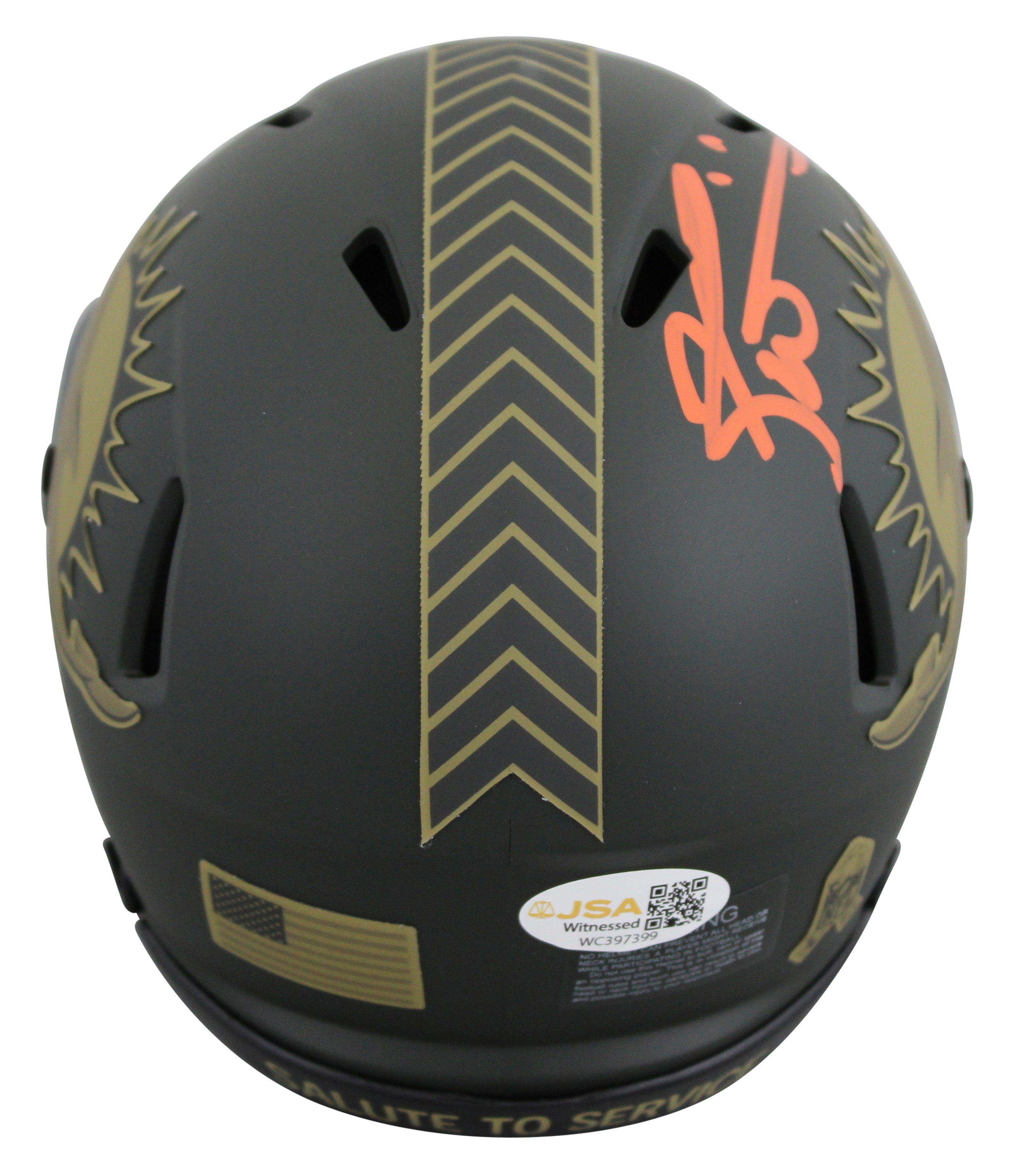 Dolphins Ricky Williams Signed Salute to Service IV Speed Mini Helmet JSA Wit