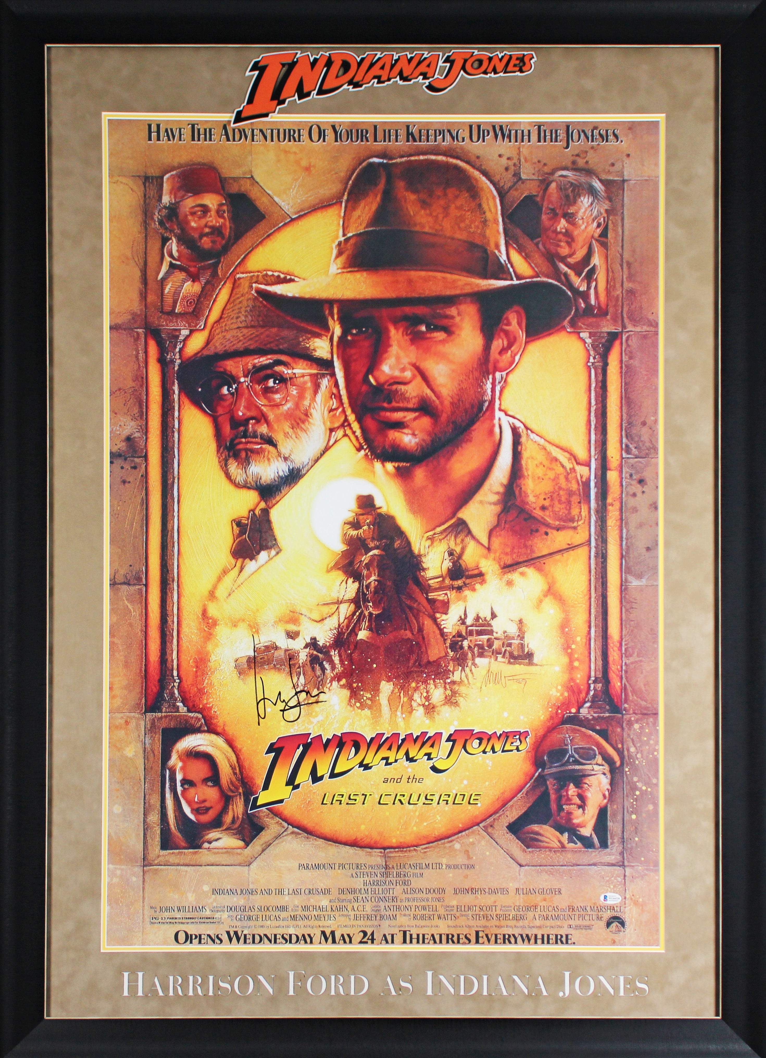 Harrison Ford Indiana Jones Authentic Signed & Framed 27x40 Poster BAS #WG64320