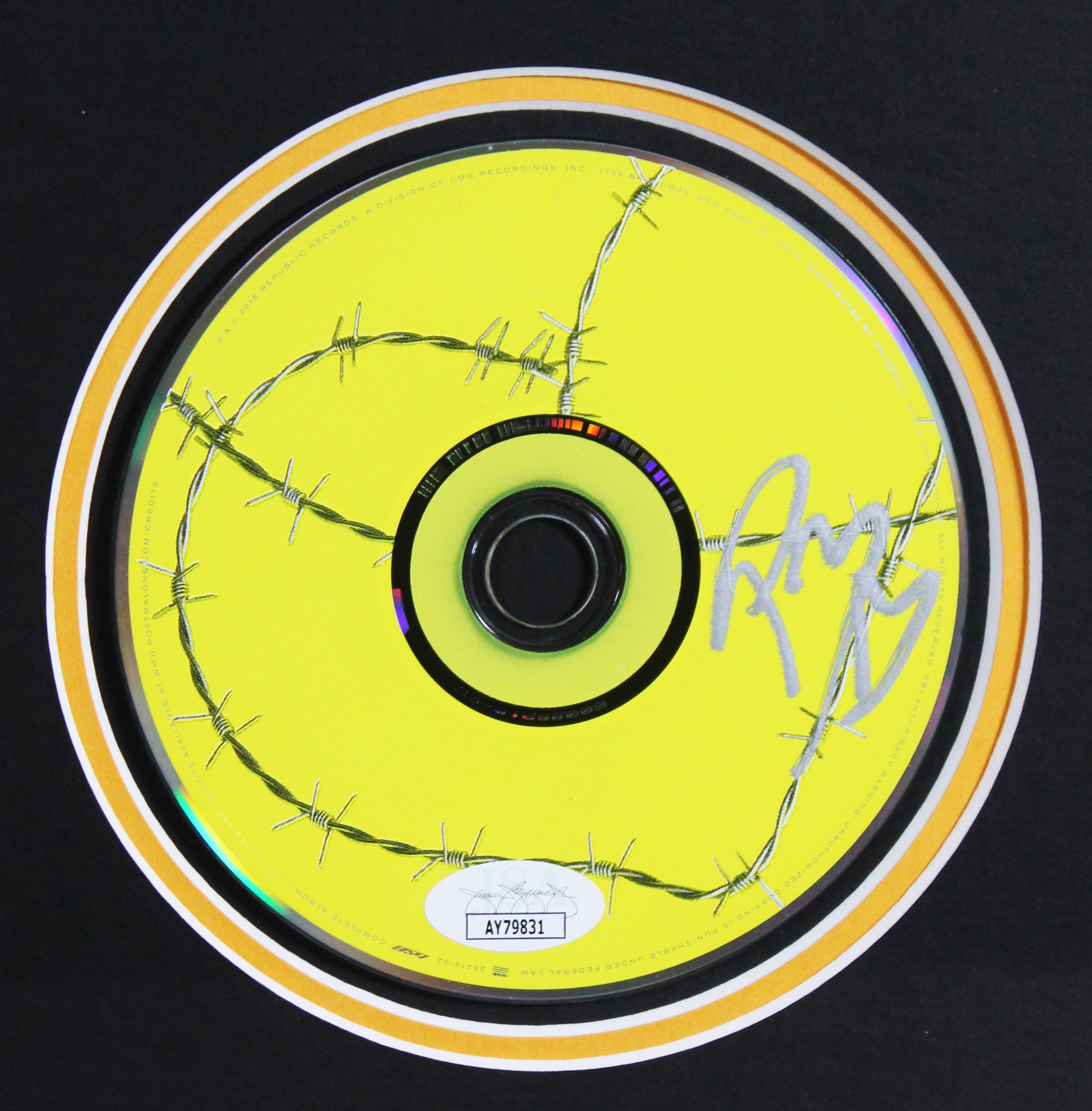 Post Malone Authentic Signed Beerbongs & Bentleys CD Framed Display JSA #AY79831