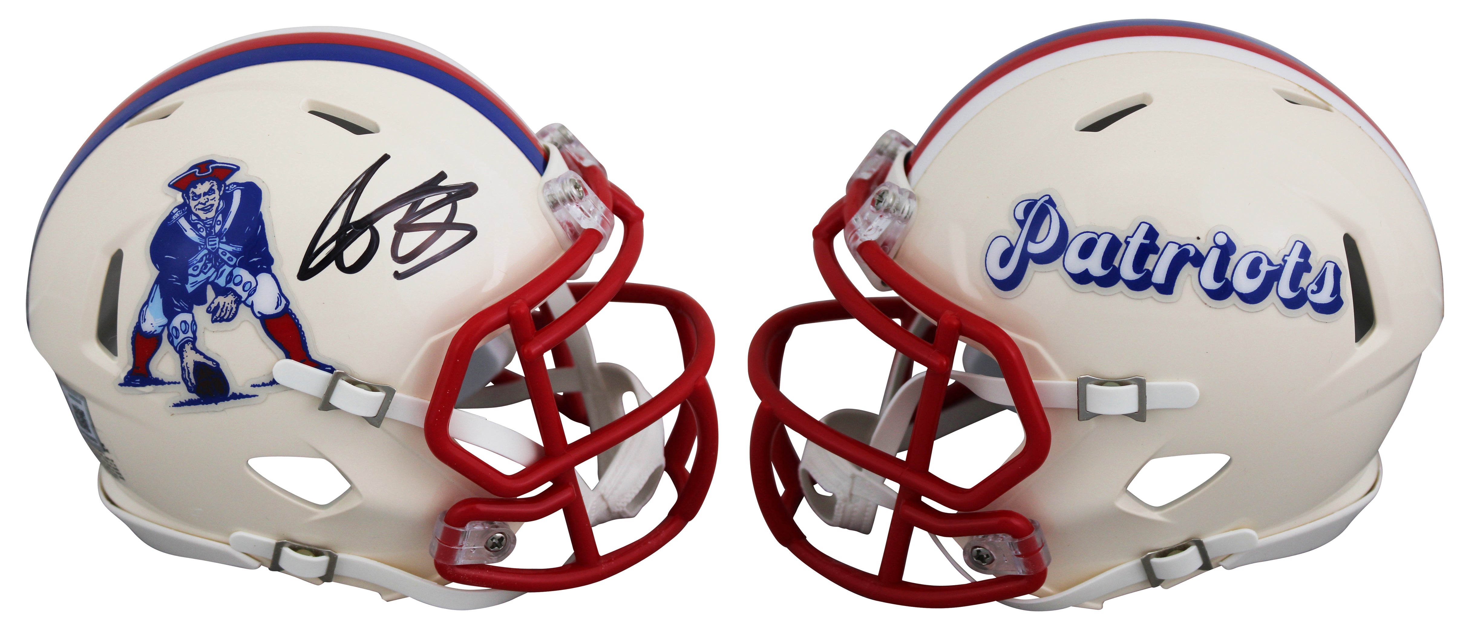 Patriots A.J. Brown Authentic Signed Retro Speed Mini Helmet BAS Witnessed