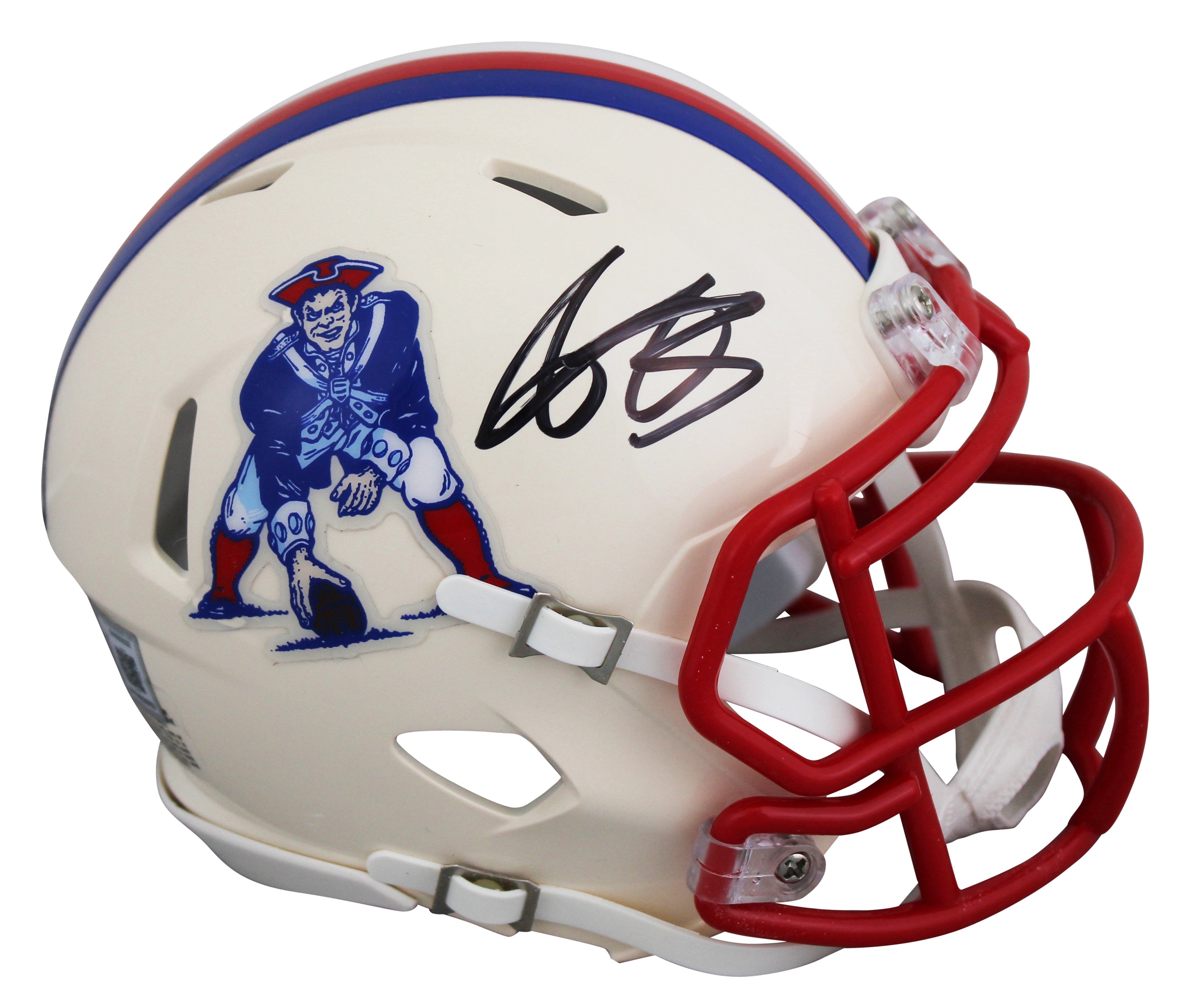Patriots A.J. Brown Authentic Signed Retro Speed Mini Helmet BAS Witnessed