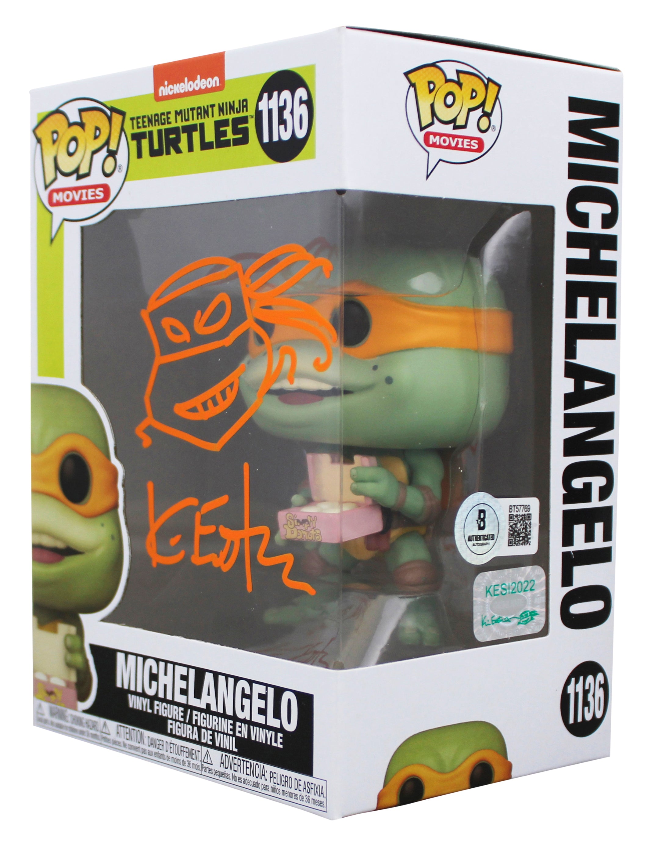 Kevin Eastman TMNT Signed Michelangelo #1136 Funko Pop Figure BAS #BT57769
