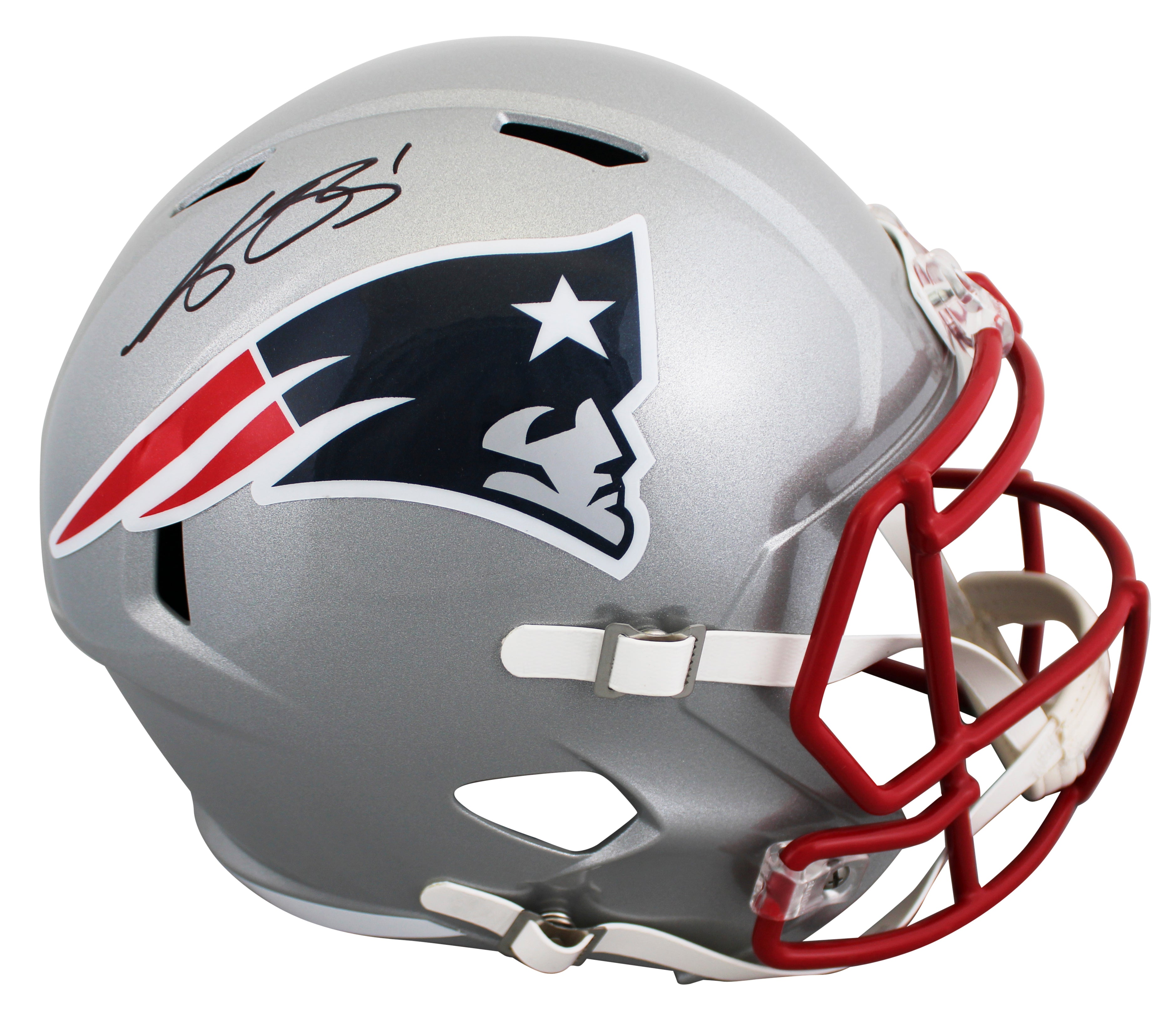 Patriots A.J. Brown Authentic Signed Full Size Speed Rep Helmet BAS Witnessed