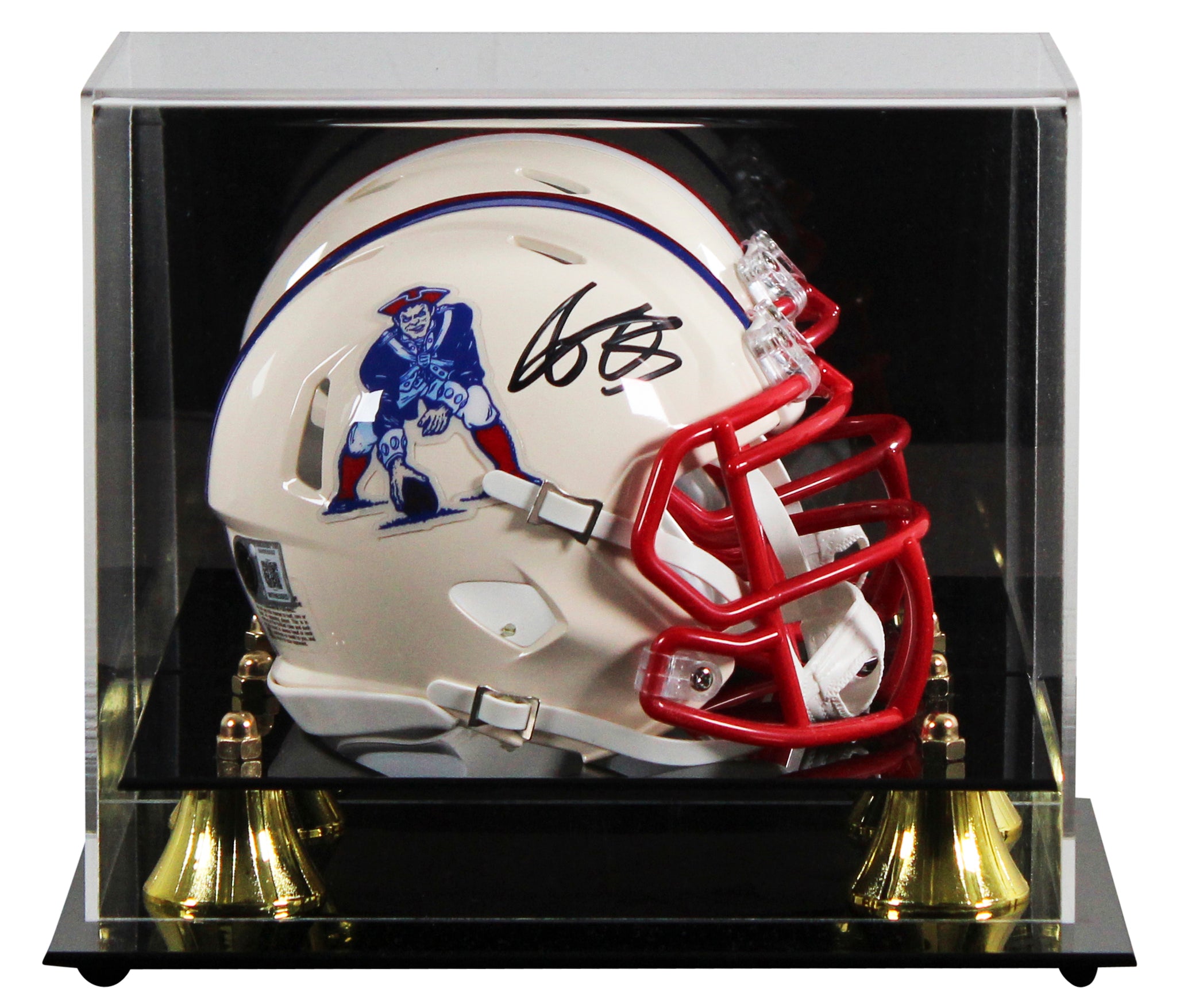 Patriots A.J. Brown Signed Retro Speed Mini Helmet W/ Case BAS Witnessed