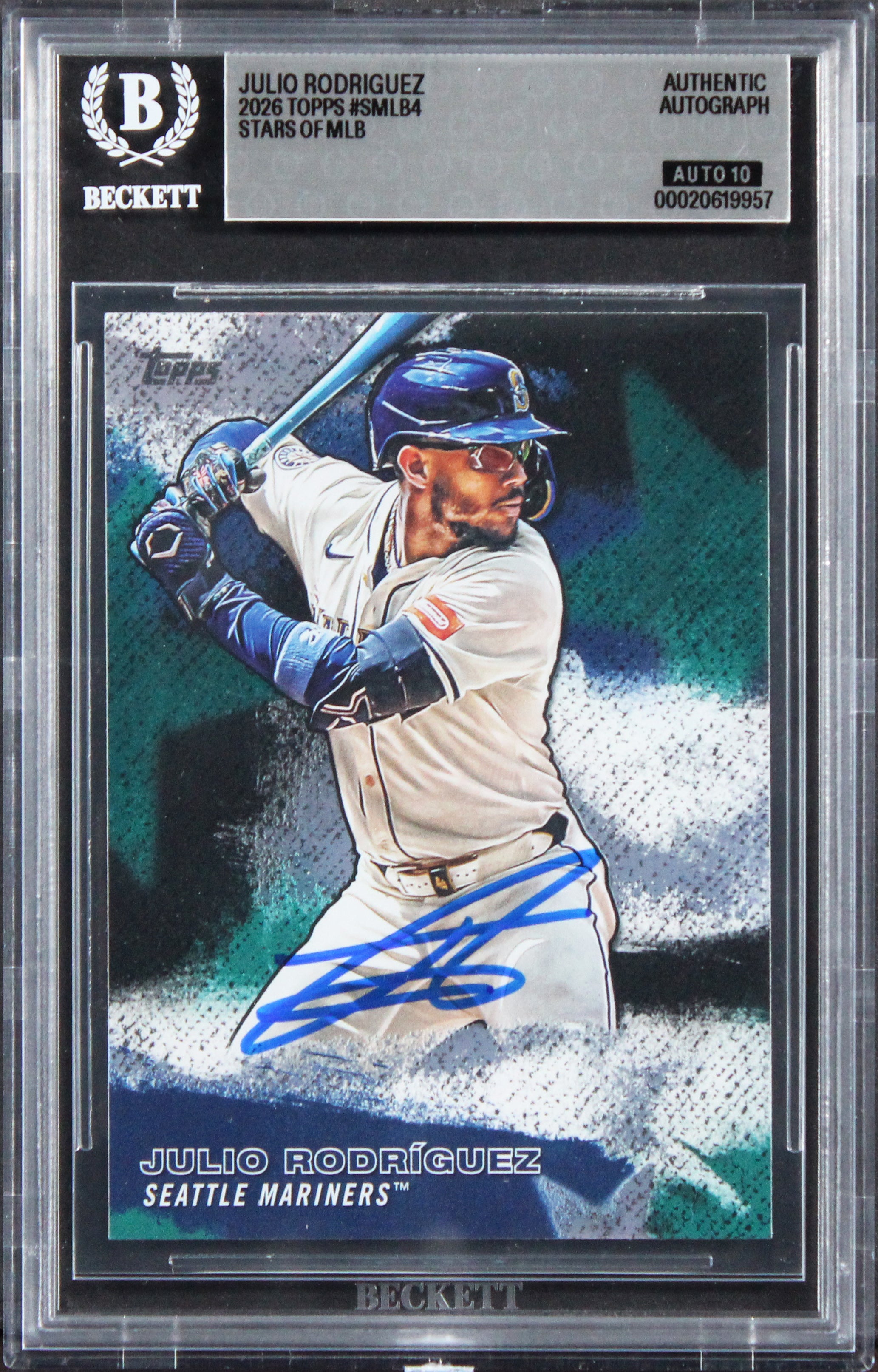 Mariners Julio Rodriguez Signed 2026 Topps #SMLB4 Card Auto GM 10! BAS Slabbed