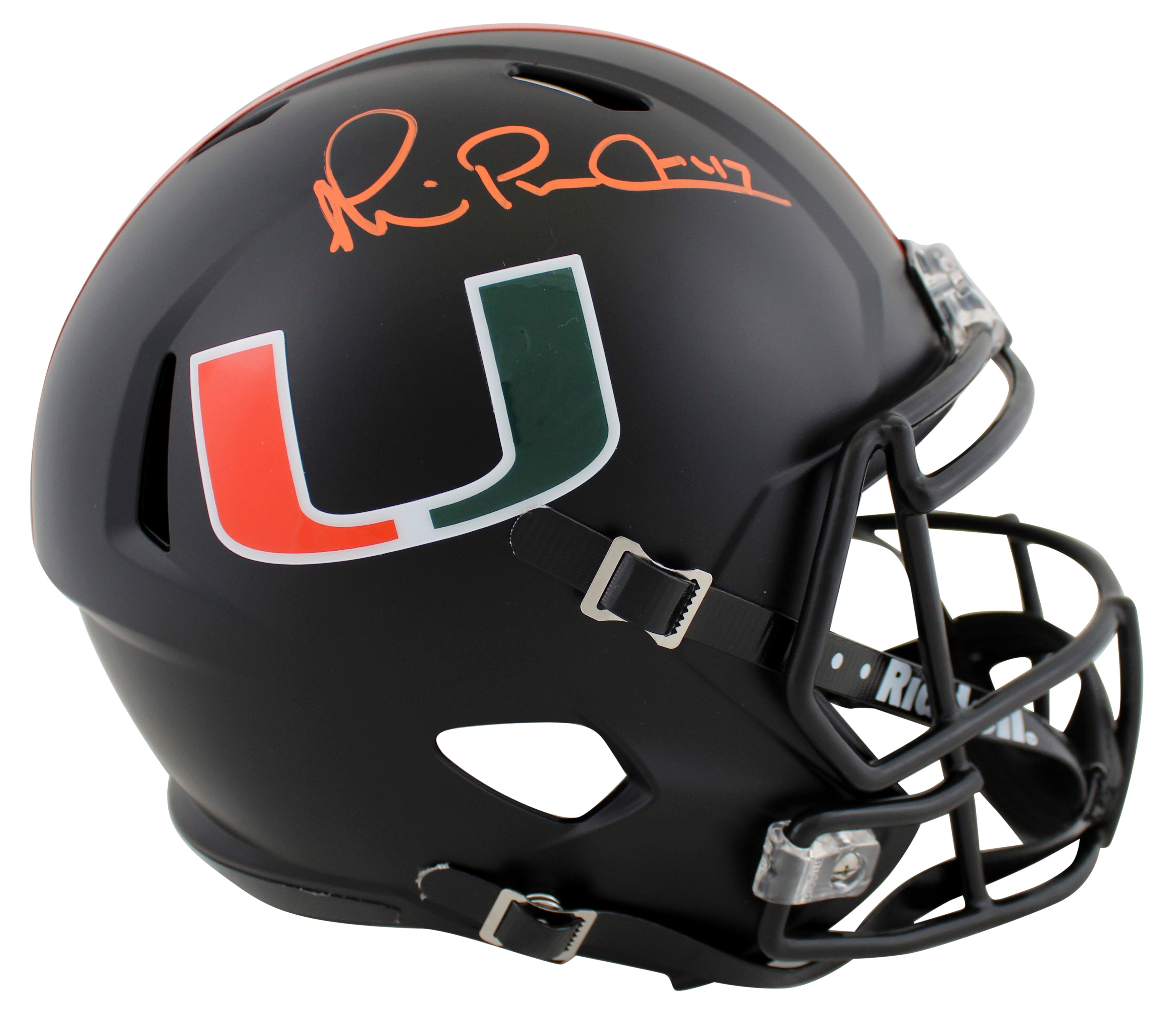 Miami Michael Irvin Signed 2017 Alt Black F/S Speed Rep Helmet W/ Case BAS Wit