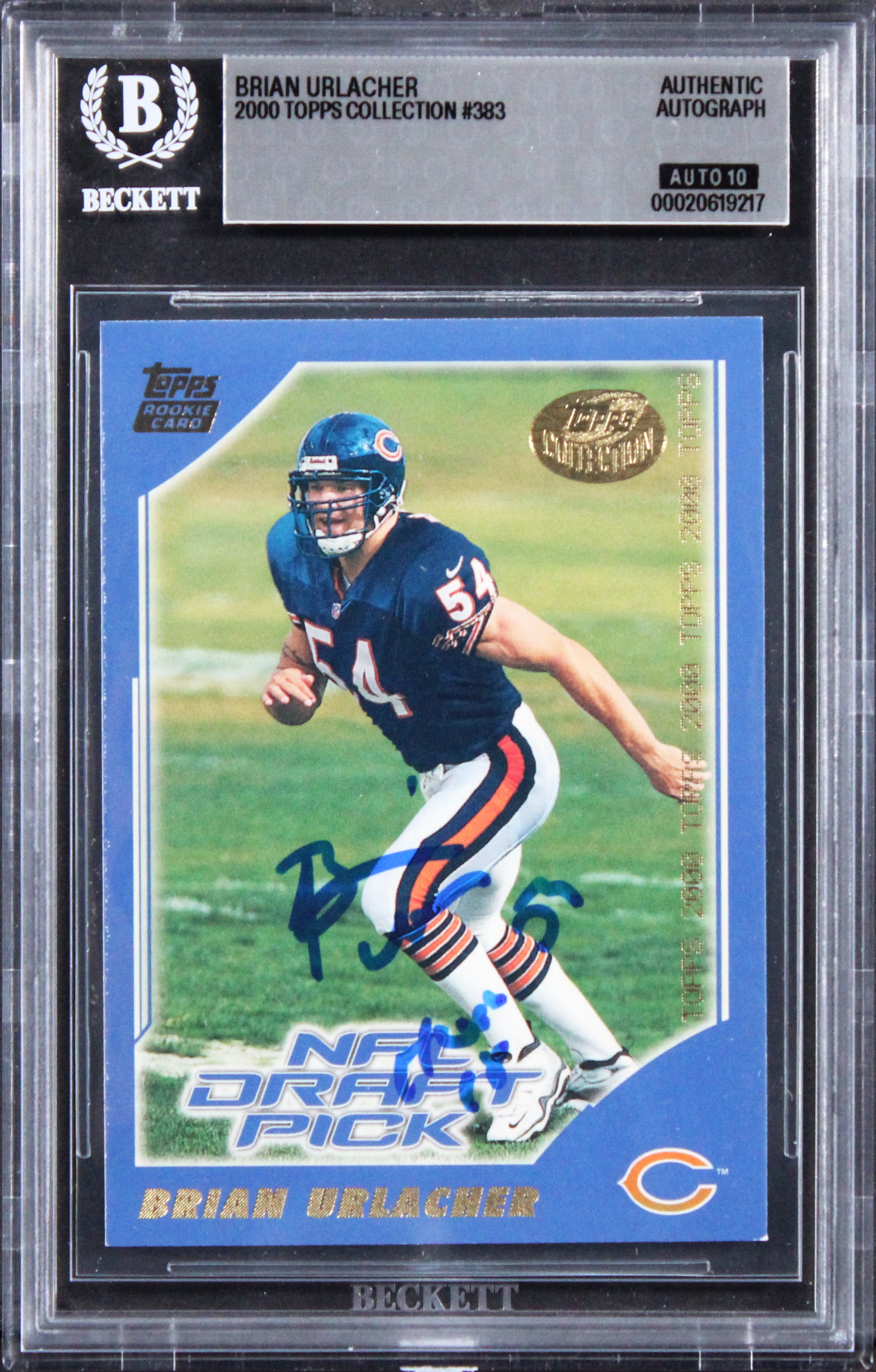 Bears Brian Urlacher "HOF 18" Signed 2000 Topps #383 RC Card Auto 10 BAS Slabbed