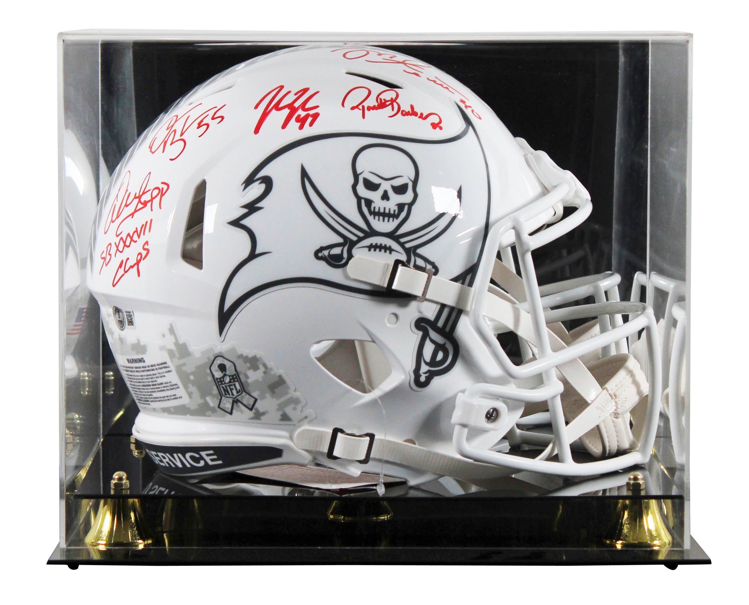 Bucs (5) Lynch, Barber +3 Signed STS III F/S Speed Proline Helmet W/ Case BAS W