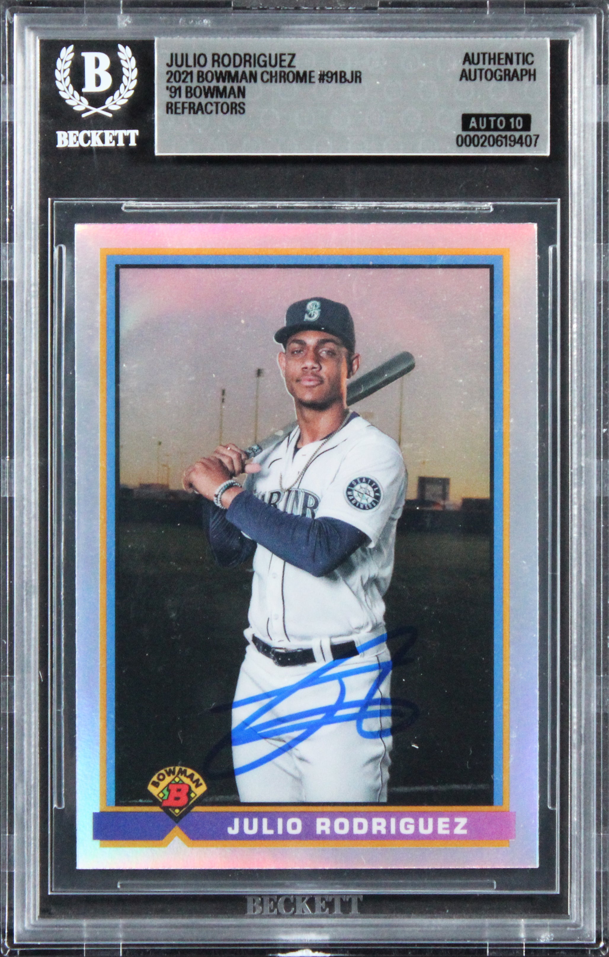 Mariners Julio Rodriguez Signed 2021 Bowman #91BJR Card Auto GM MT 10! BAS Slab
