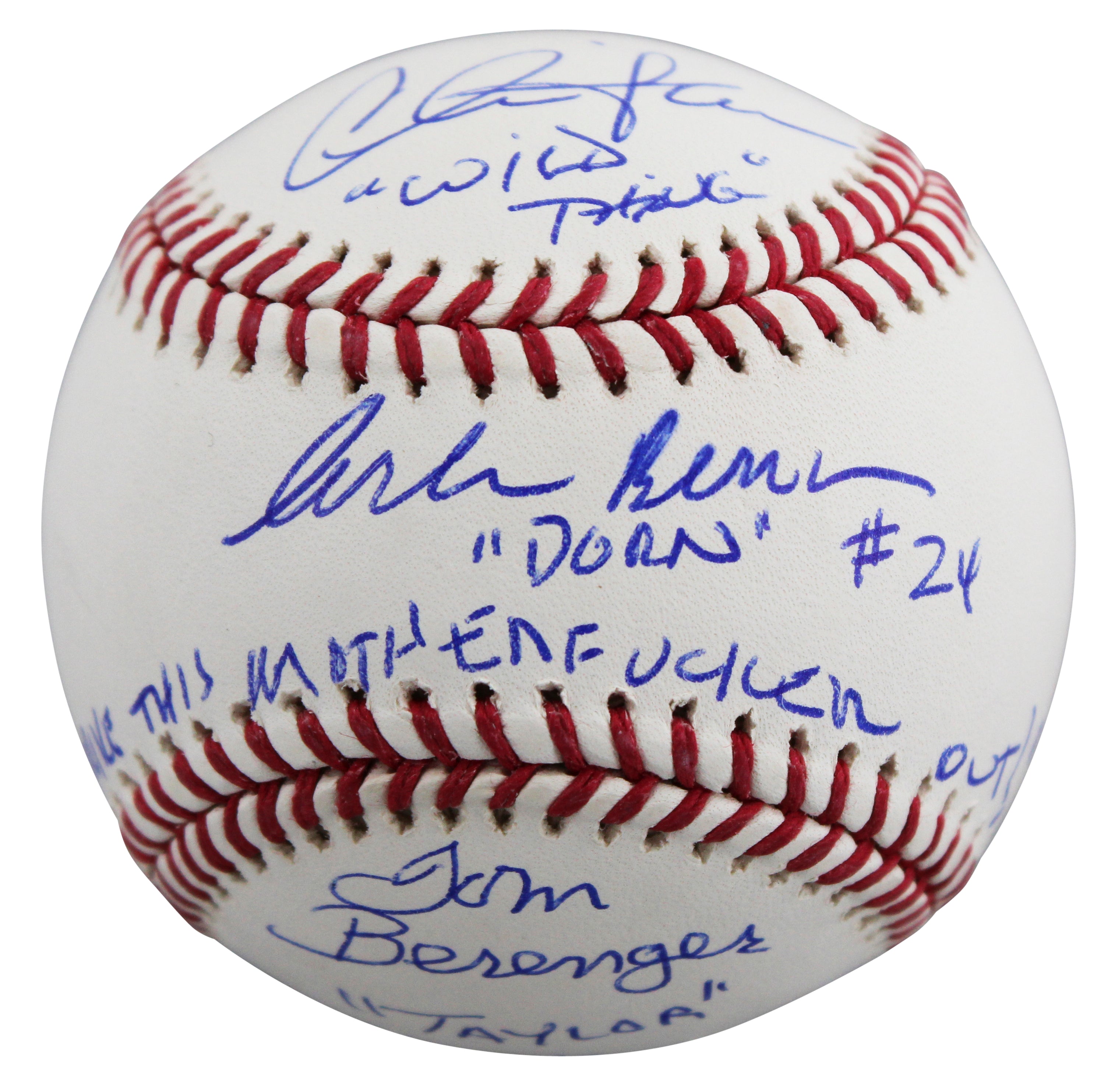 Major League (3) Sheen, Berenger & Bernsen Signed Oml Baseball W/ Case BAS Wit 1