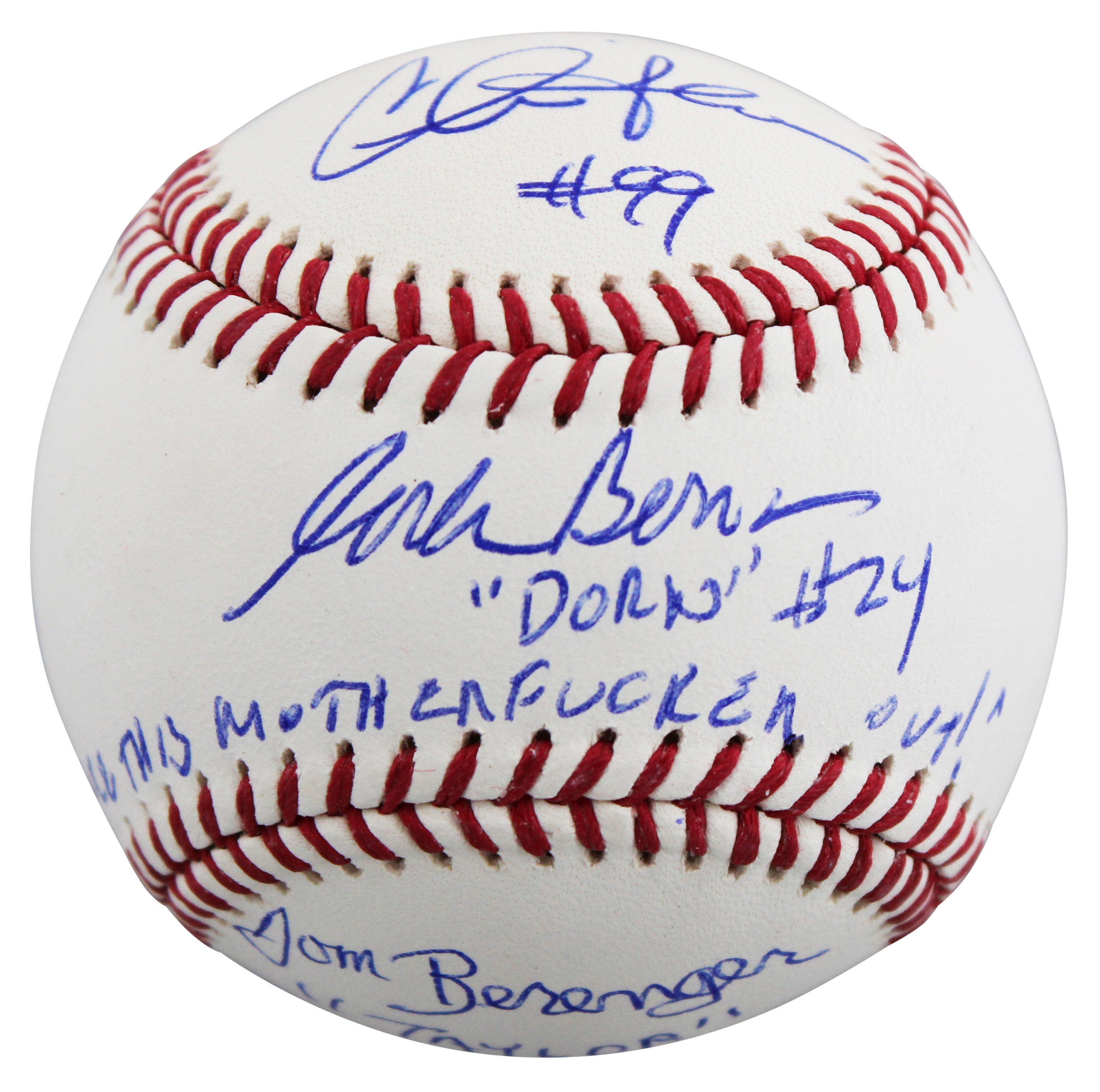 Major League (3) Sheen, Berenger & Bernsen Signed Oml Baseball W/ Case BAS Wit 2