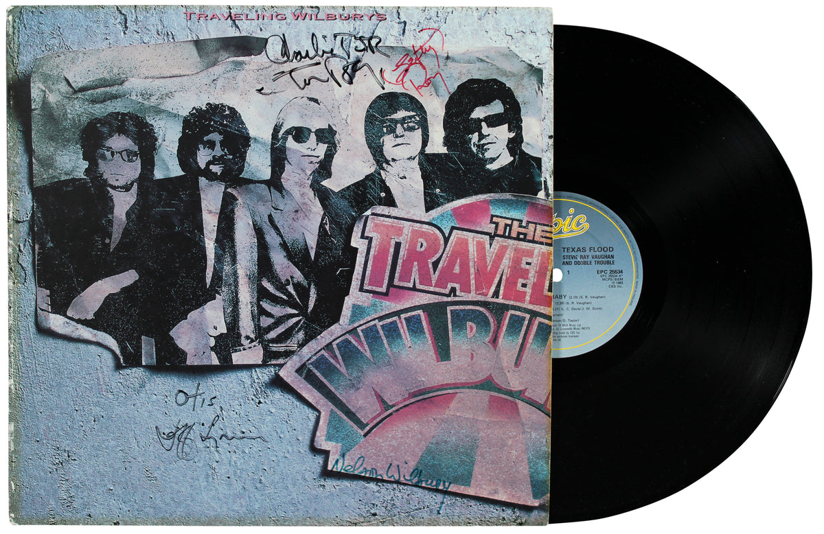 Traveling Wilburys (4) Petty, Orbison, Lynne & Harrison Signed Album Cover JSA
