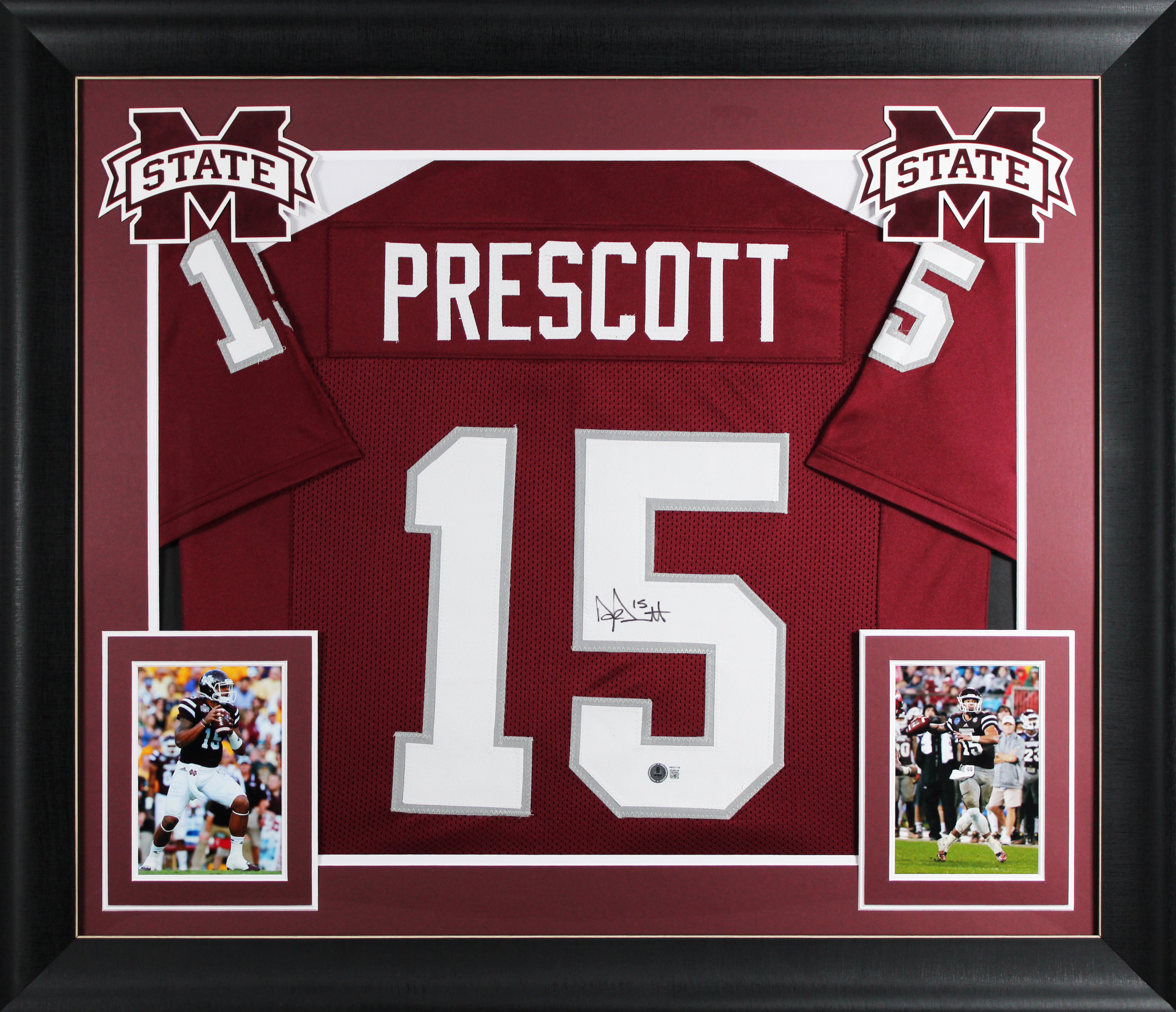 Mississippi State Dak Prescott Signed Maroon Pro Style Framed Jersey BAS Witness
