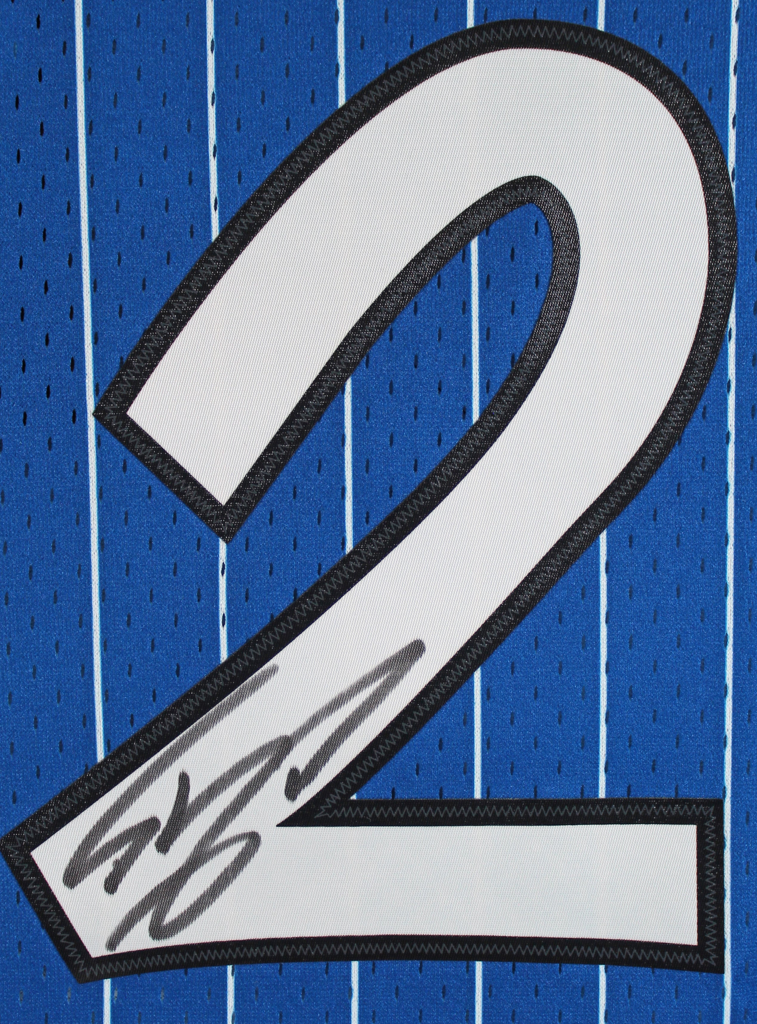 Magic Shaquille O'Neal Signed Blue M&N 1994-95 HWC Swingman Framed Jersey BAS W