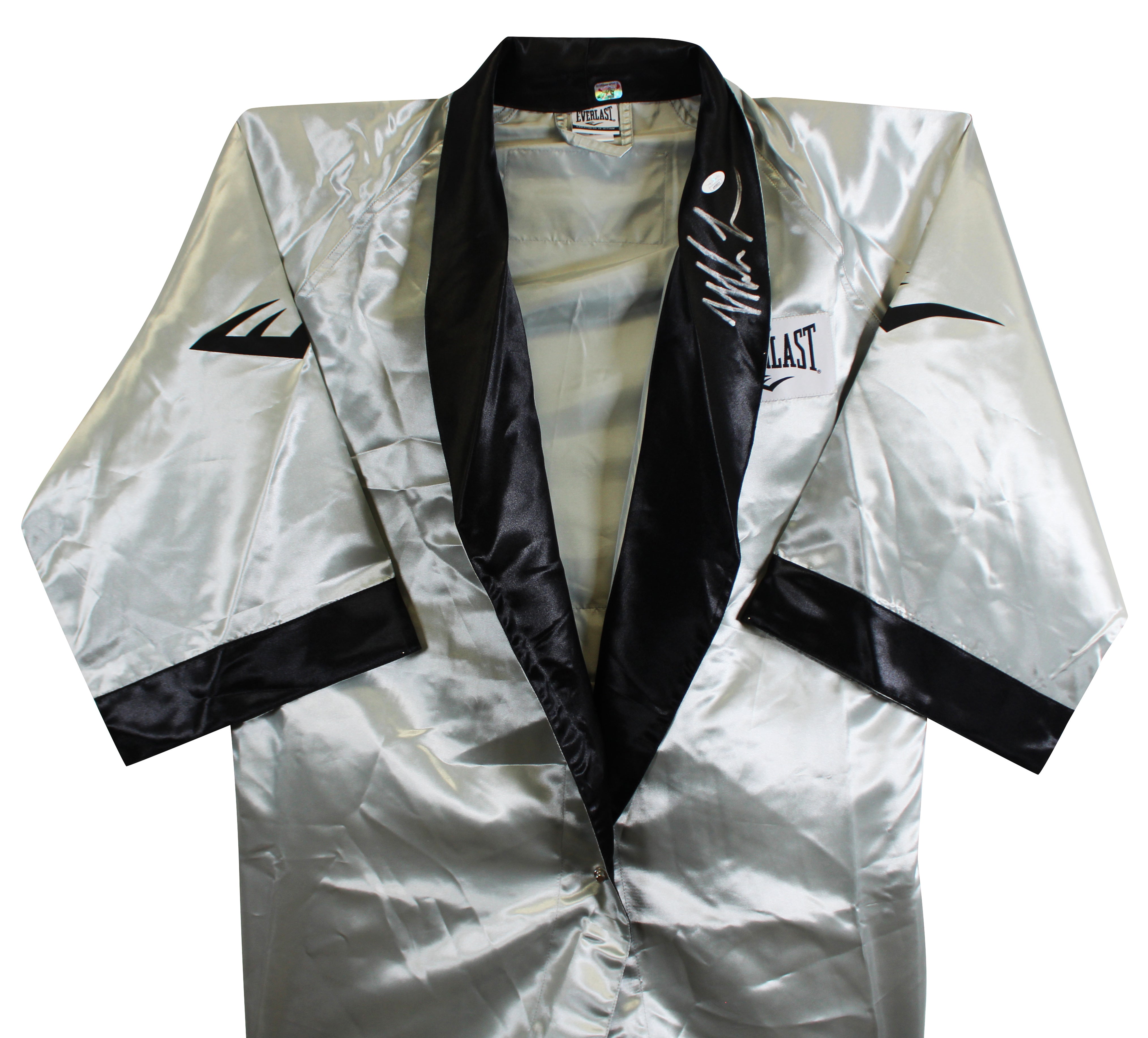 Mike Tyson Authentic Signed Silver Everlast Robe Autographed JSA #AM50035