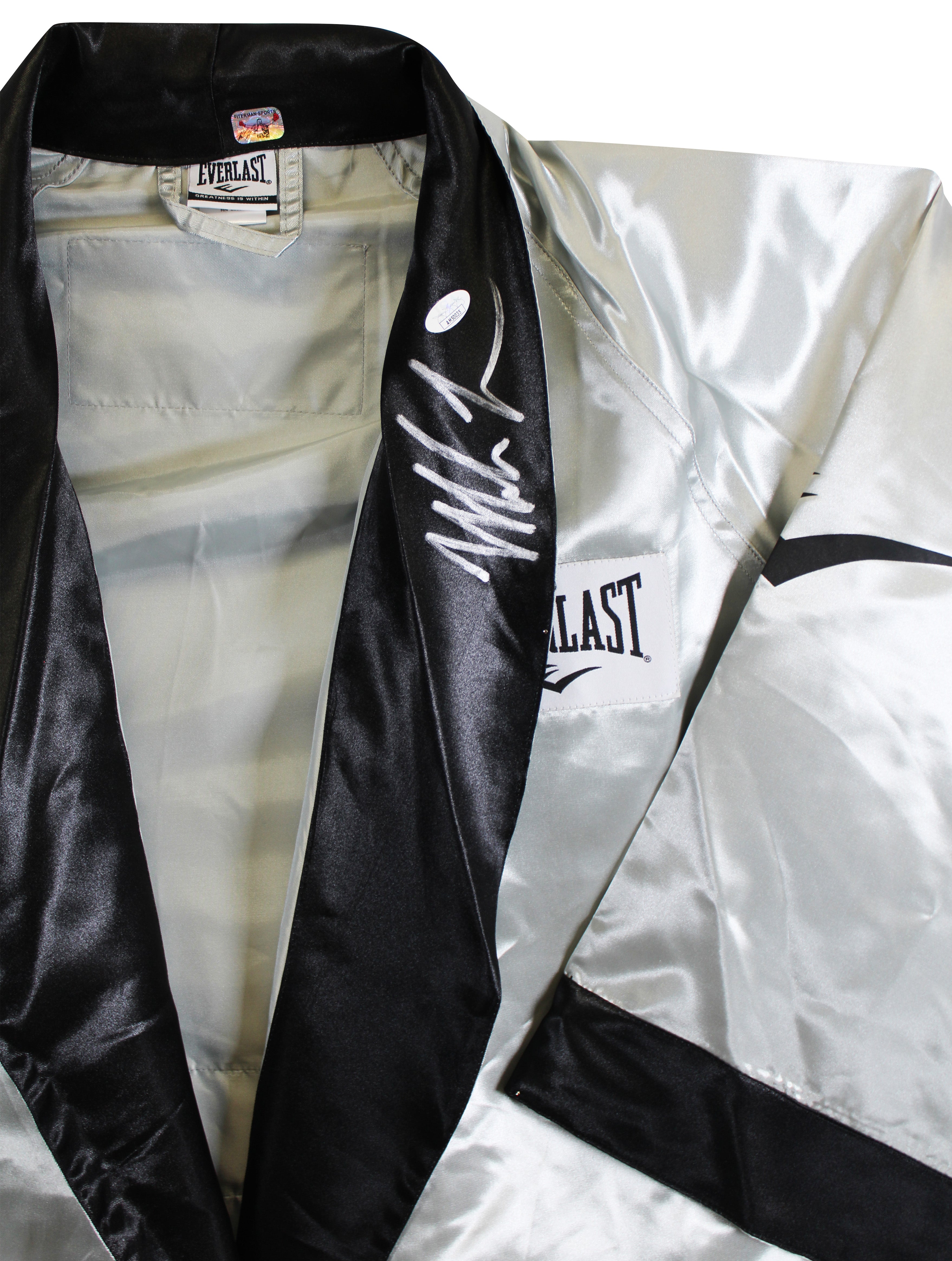Mike Tyson Authentic Signed Silver Everlast Robe Autographed JSA #AM50035