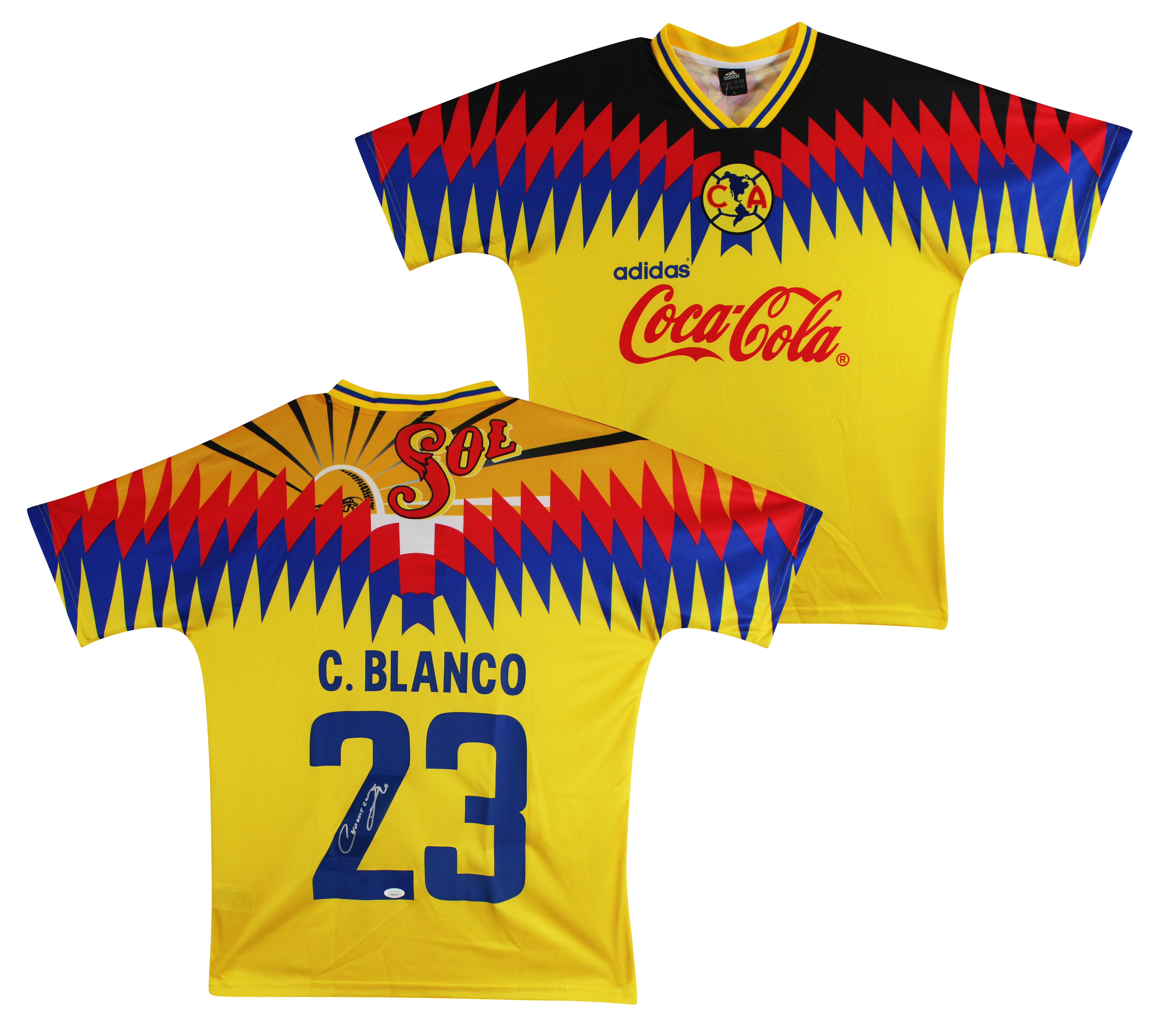 Club America Cuauhtemoc Blanco Signed Yellow Adidas Jersey JSA #WB665597