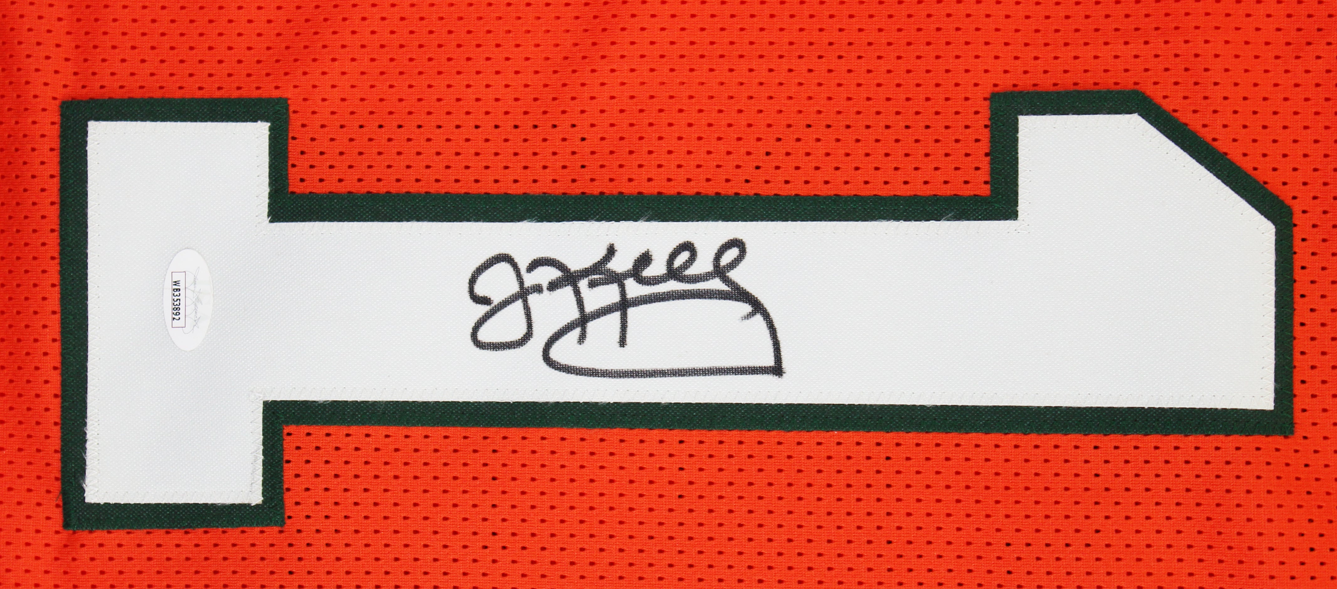 Miami Jim  Kelly Authentic Signed Orange Pro Style Jersey JSA Witness #WB353892