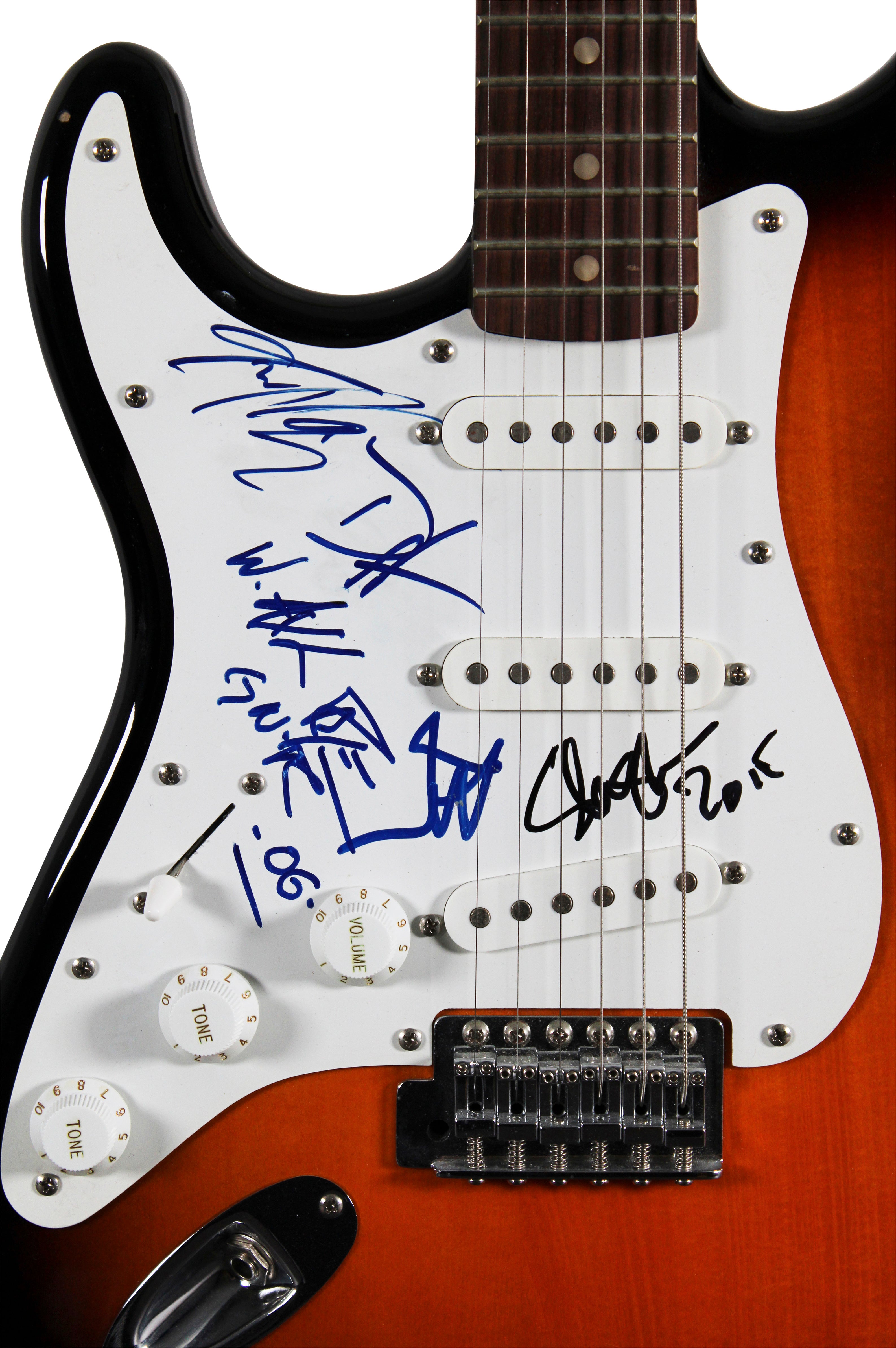 GNR (5) Rose, Slash, Stradlin, Adler & McKagan Signed Fender Squier Guitar JSA