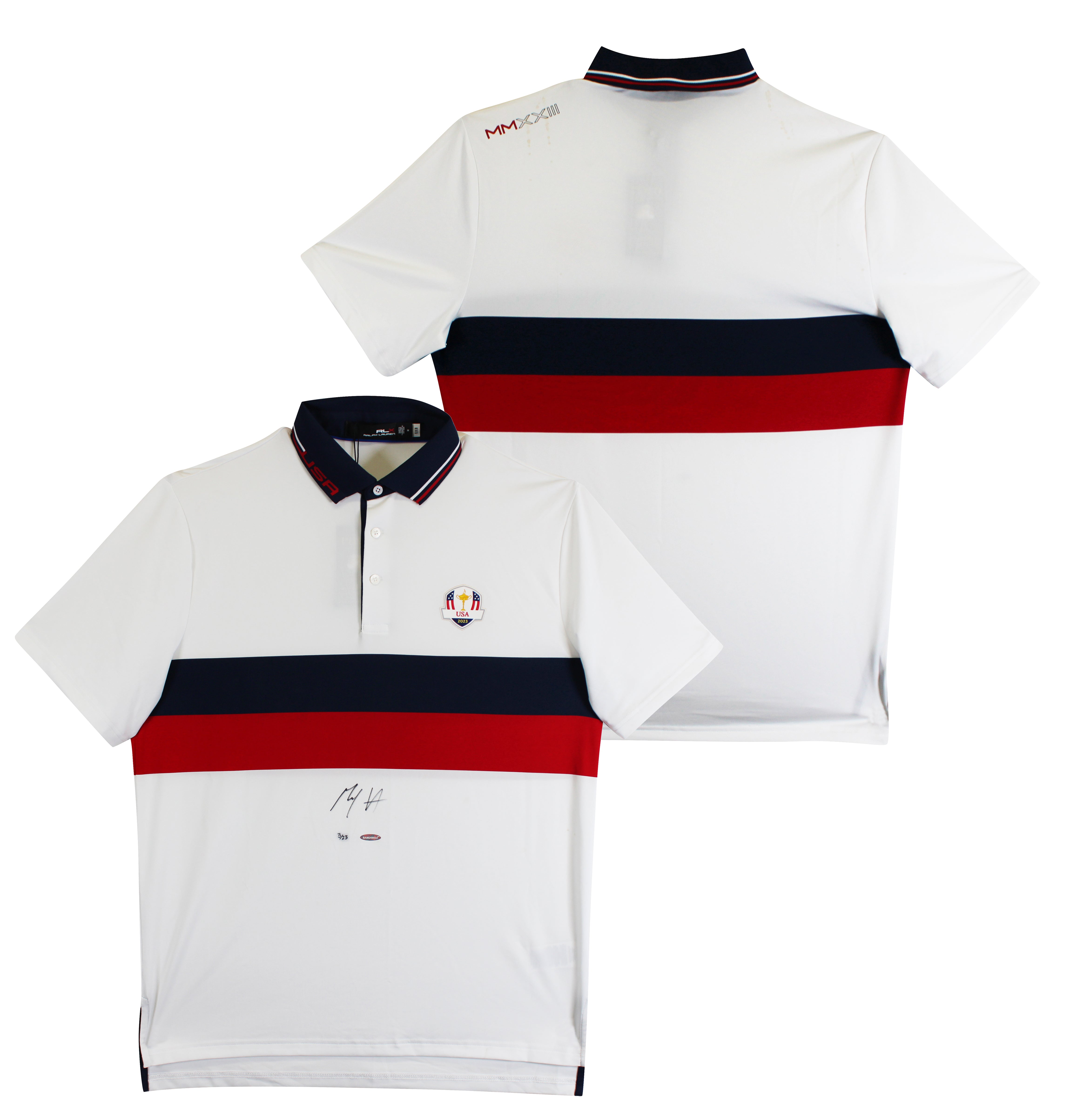 Max Homa Signed White Ralph Lauren 2023 Ryder Cup USA Saturday Polo Shirt UDA