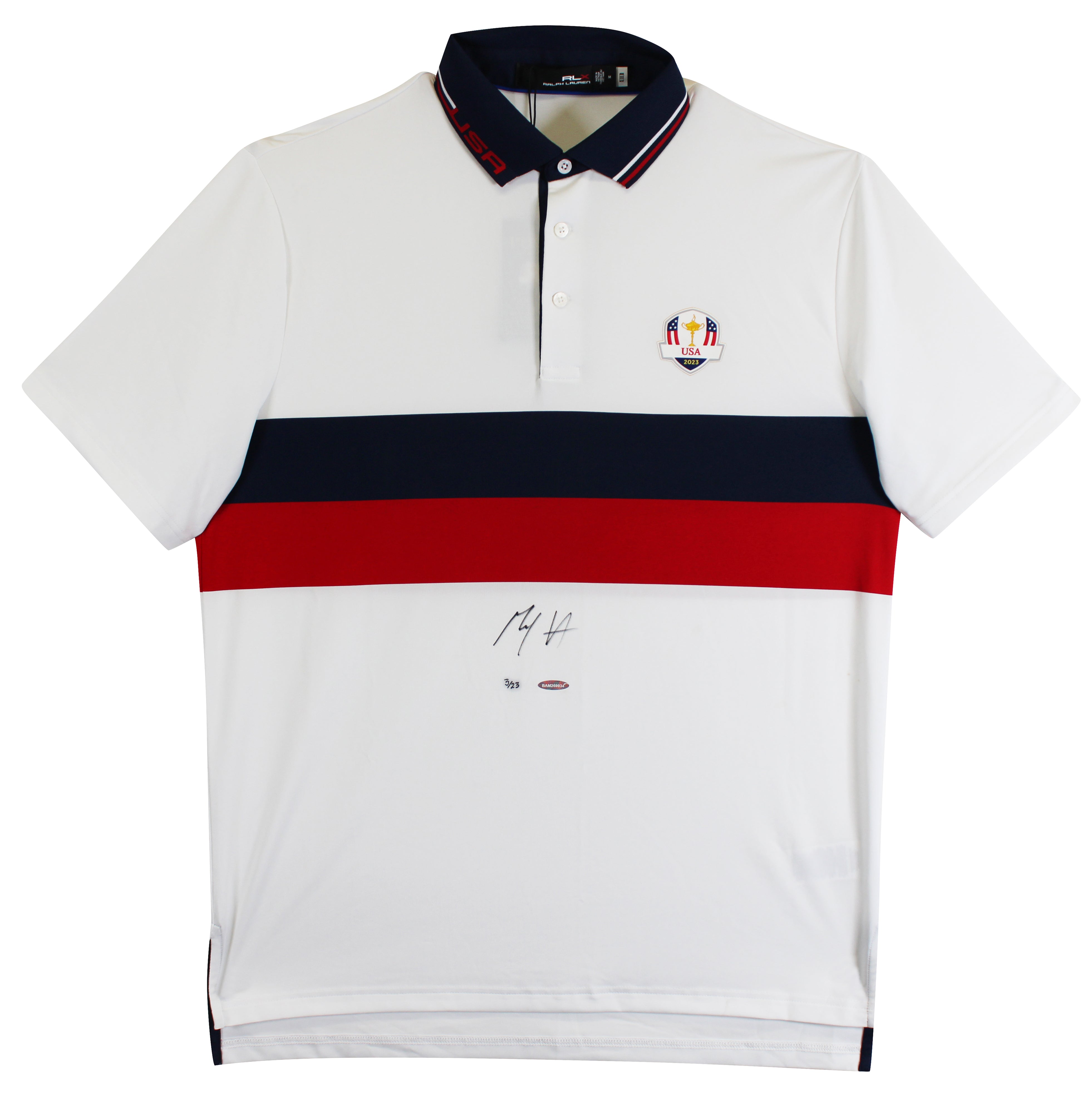 Max Homa Signed White Ralph Lauren 2023 Ryder Cup USA Saturday Polo Shirt UDA