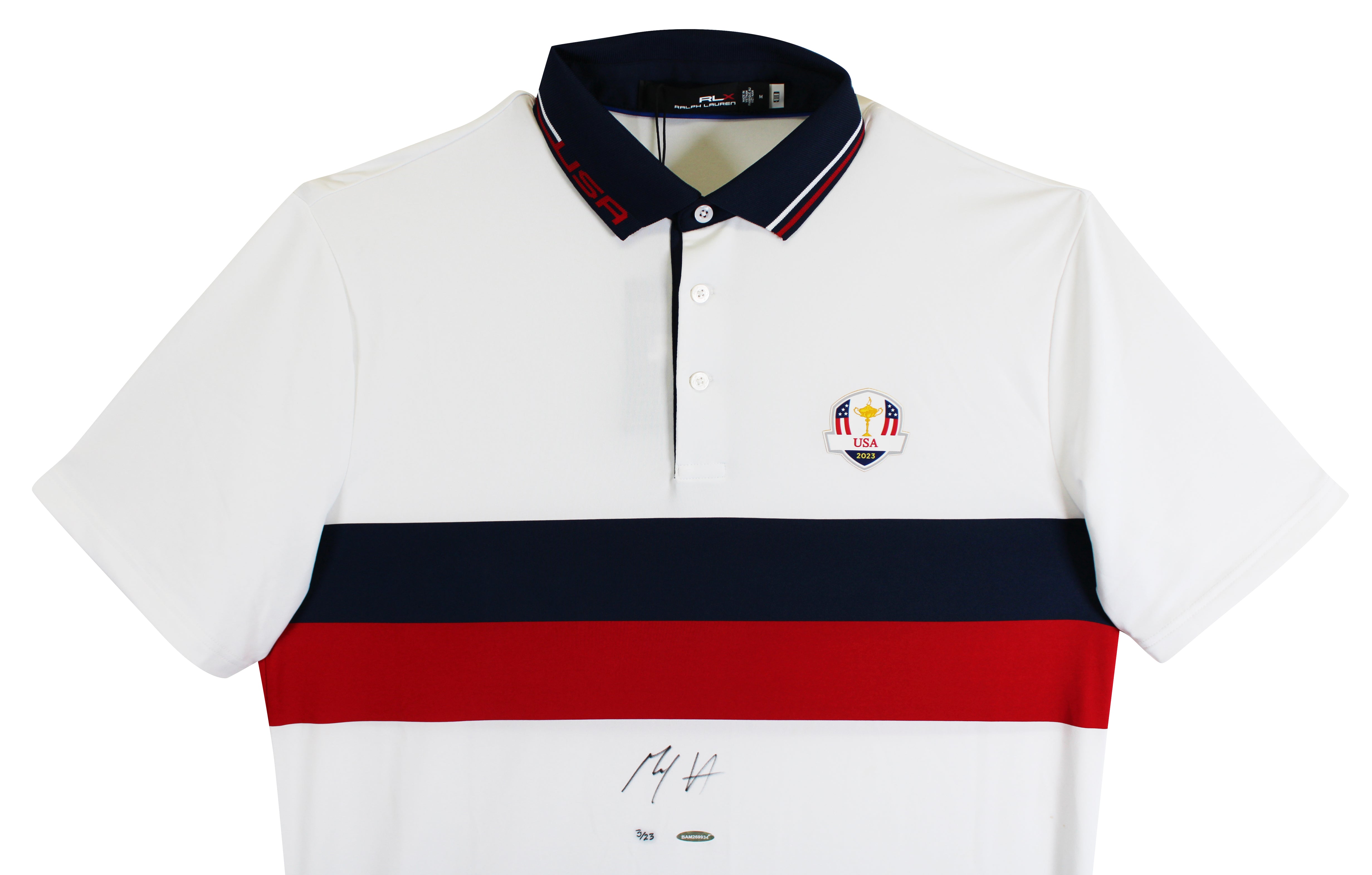 Max Homa Signed White Ralph Lauren 2023 Ryder Cup USA Saturday Polo Shirt UDA