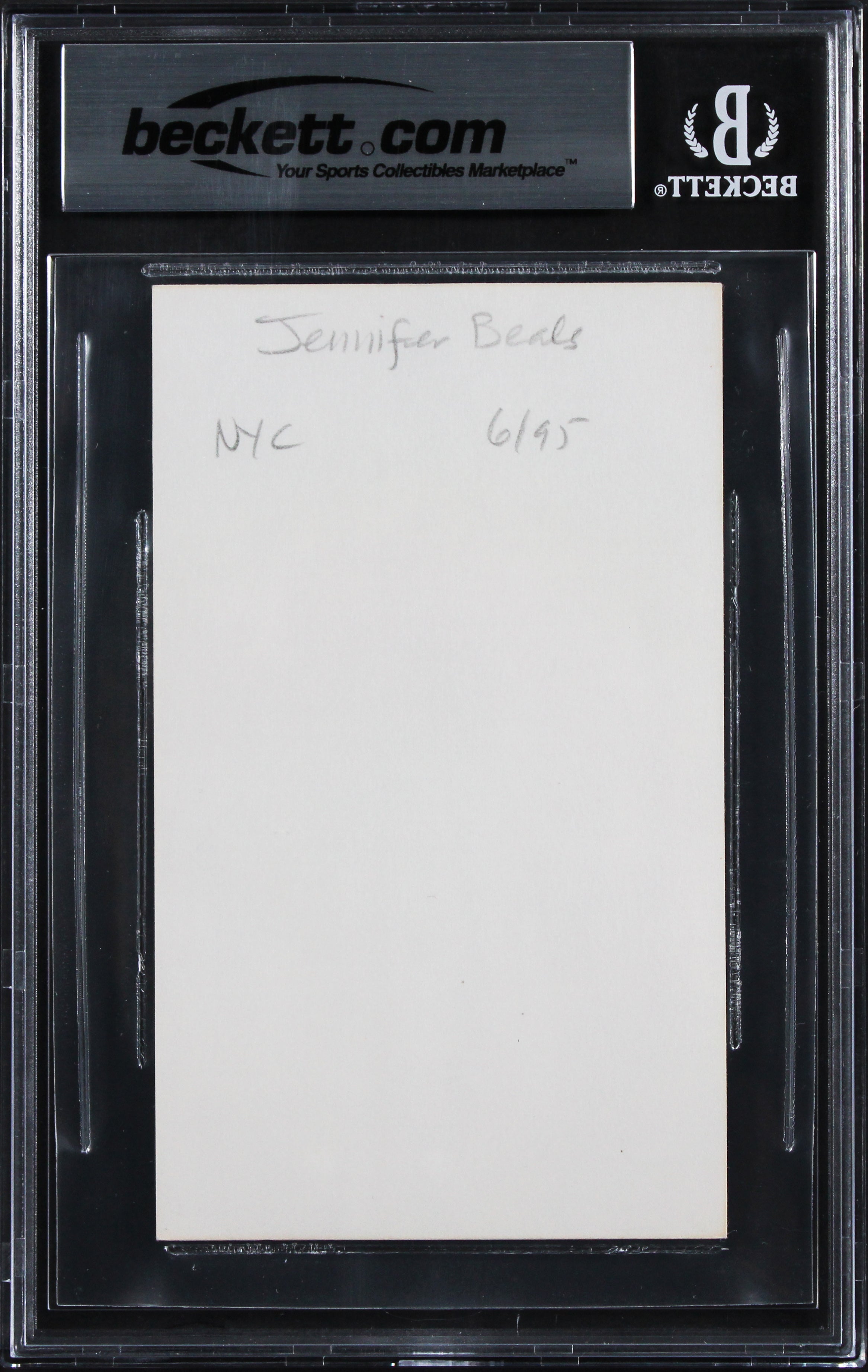 Jennifer Beals Flashdance Authentic Signed 3x5 Index Card Auto 10! BAS Slabbed