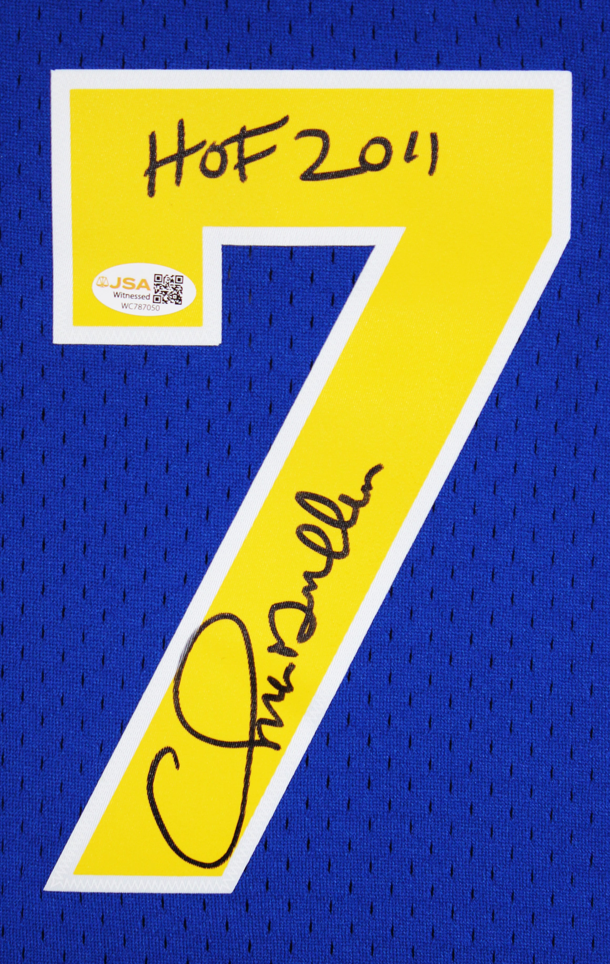 Warriors Chris Mullin "HOF 11" Signed Blue M&N 93-94 TB HWC Swingman Jersey JSA