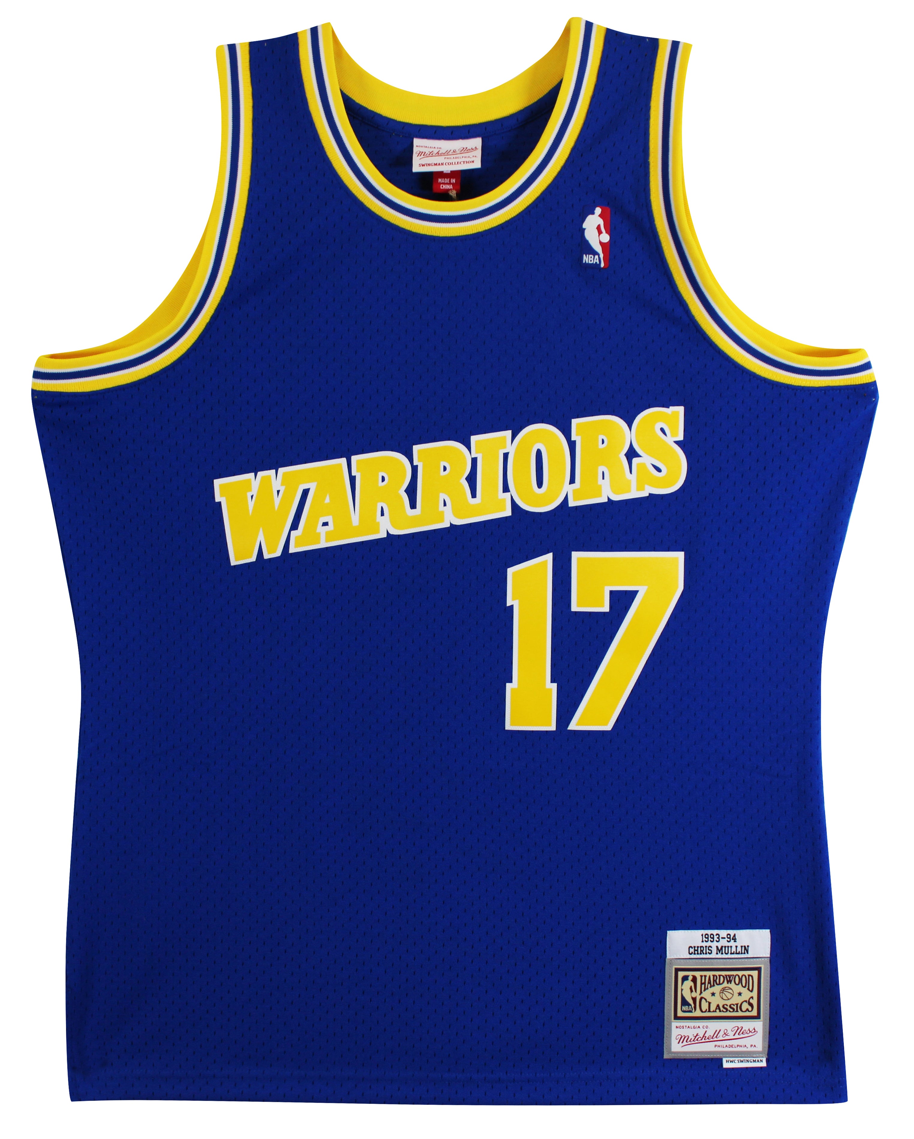 Warriors Chris Mullin "HOF 11" Signed Blue M&N 93-94 TB HWC Swingman Jersey JSA