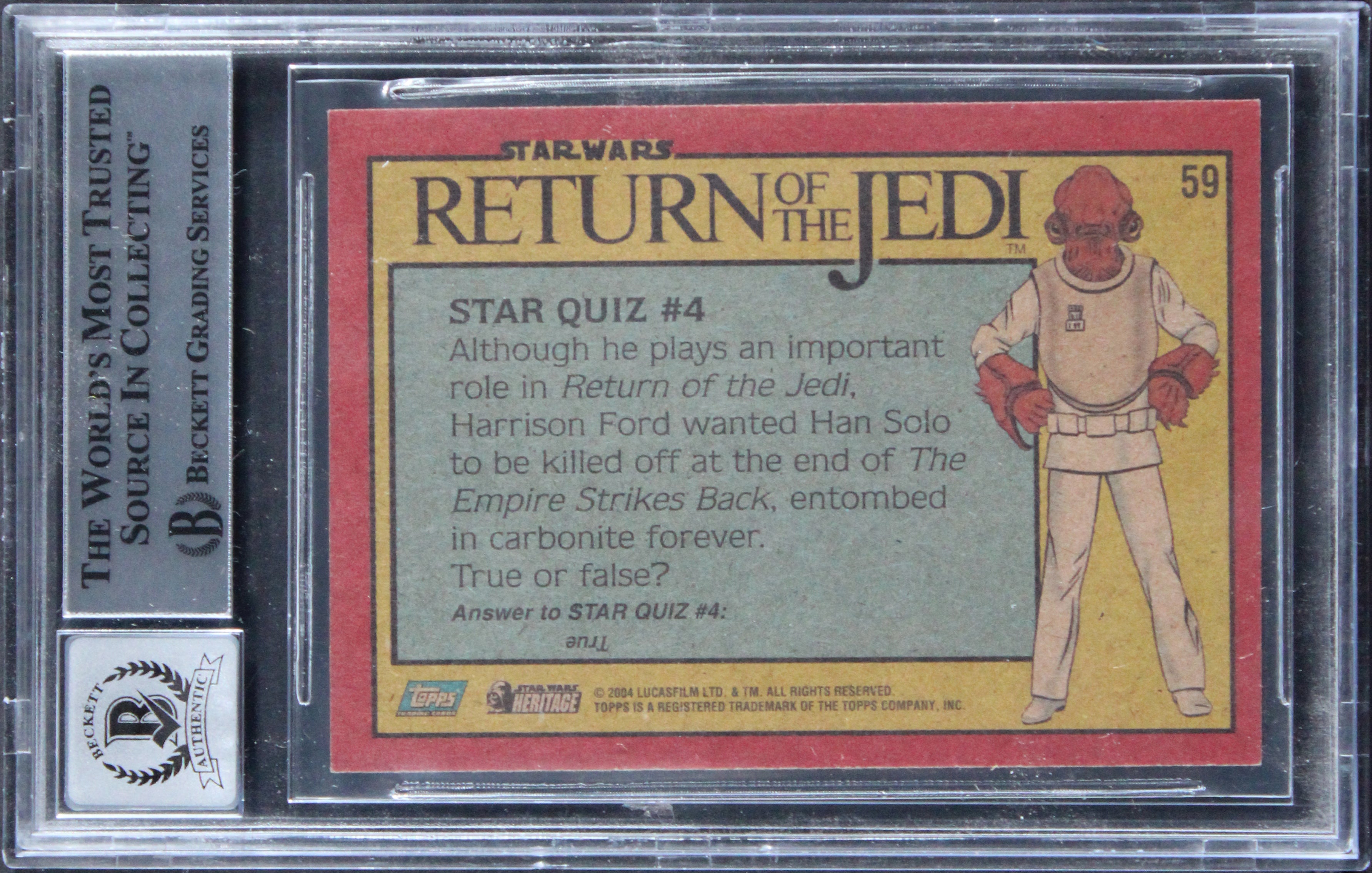 (3) Gilberti +2 Signed 2004 Star Wars Heritage #59 Card Auto 10! BAS Slabbed