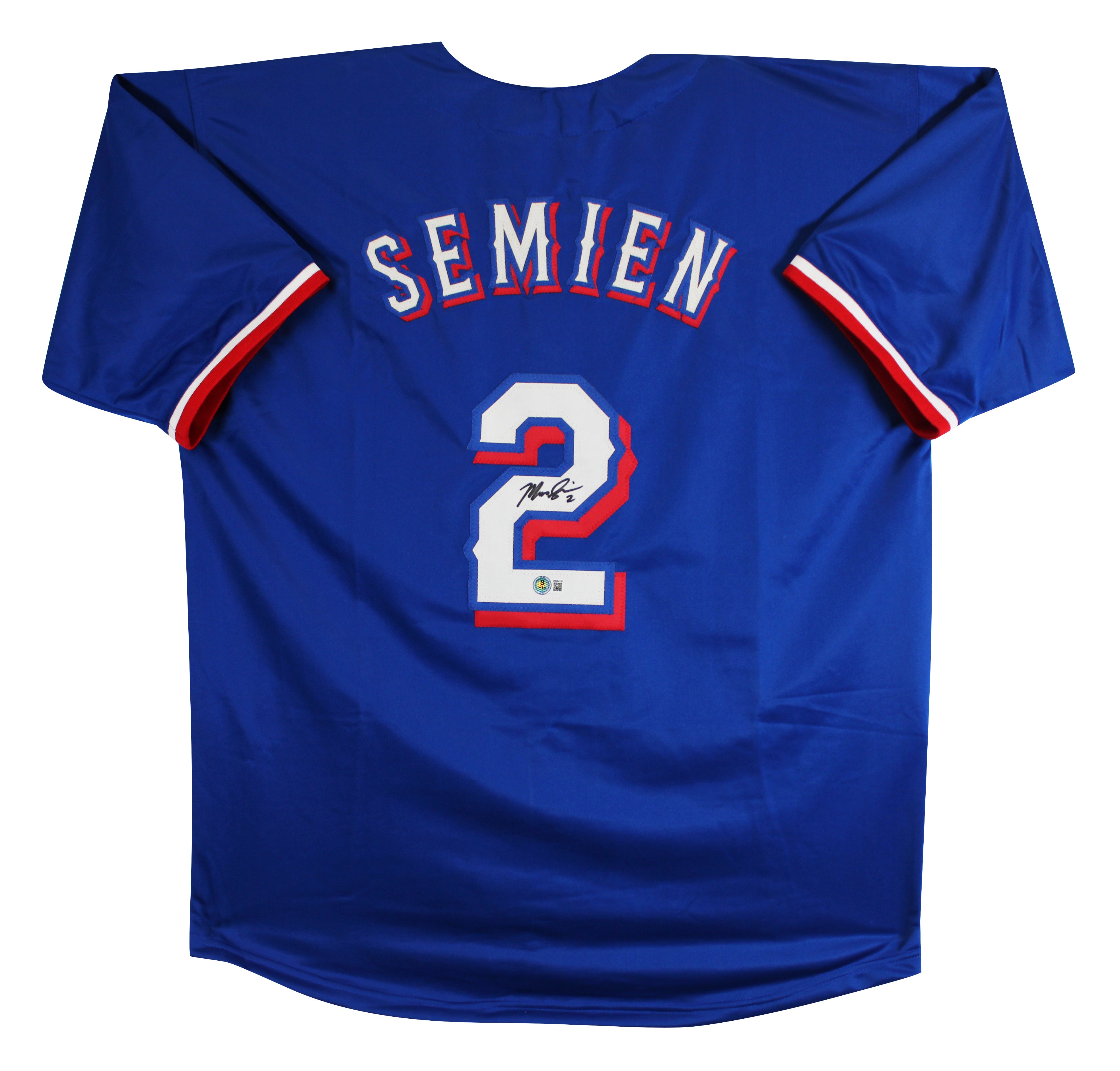Marcus Semien Authentic Signed Blue Pro Style Jersey BAS Witnessed #3W294129