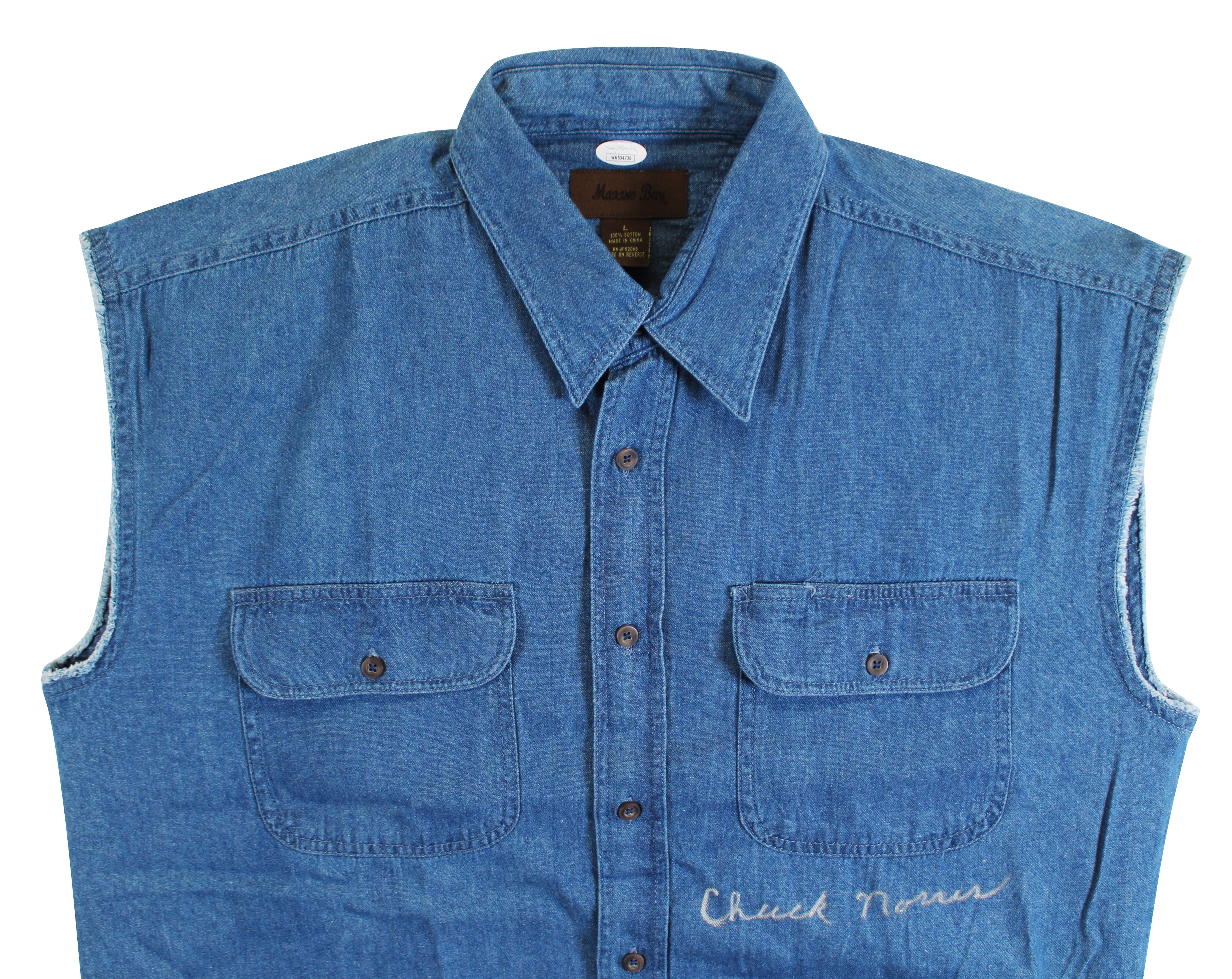 Chuck Norris Walker, Texas Ranger Authentic Signed Denim Vest JSA Wit #WA534738