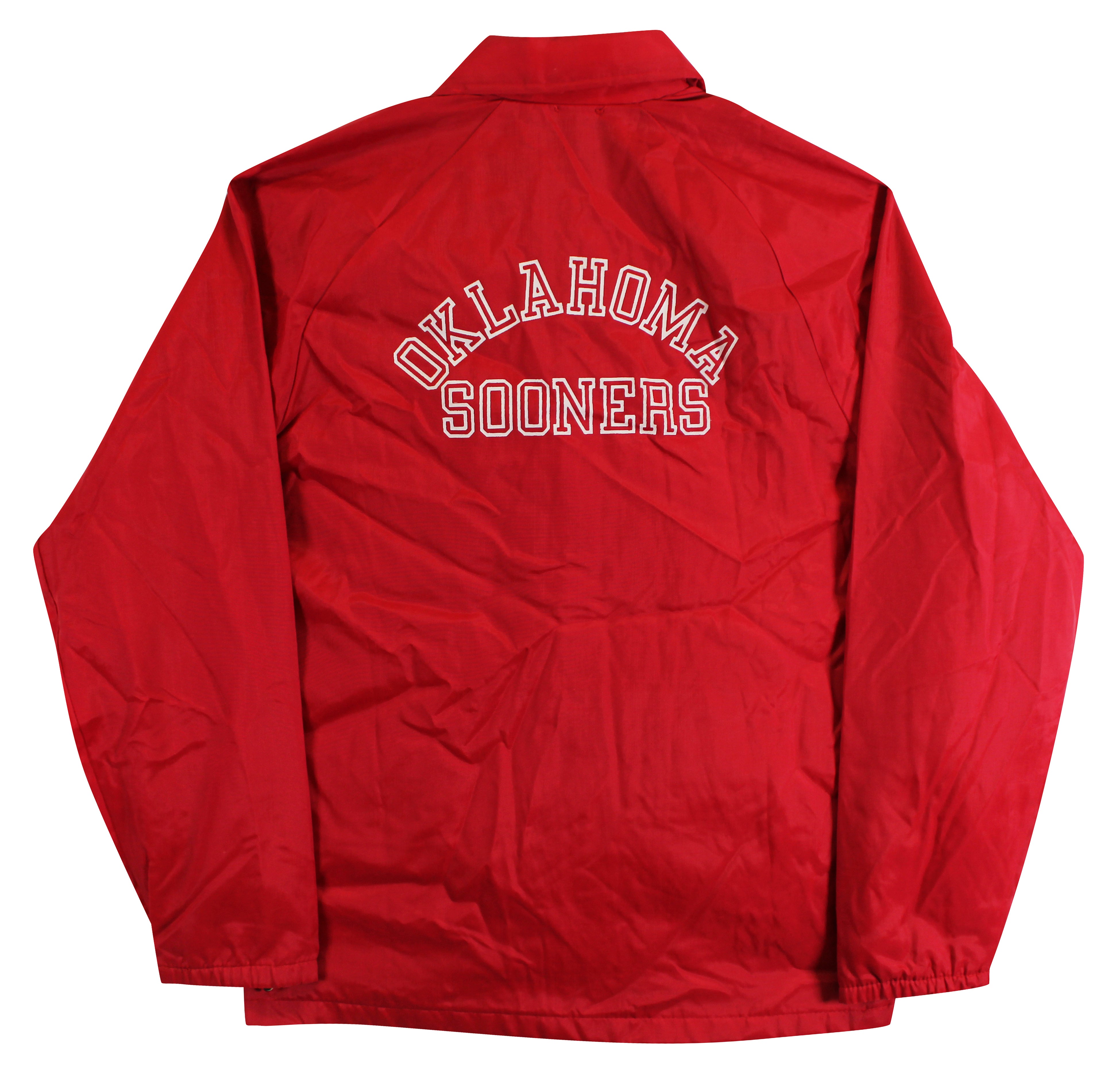 Oklahoma Barry Switzer Signed Maroon Chalk Line Windbreaker BAS Wit #2W088654
