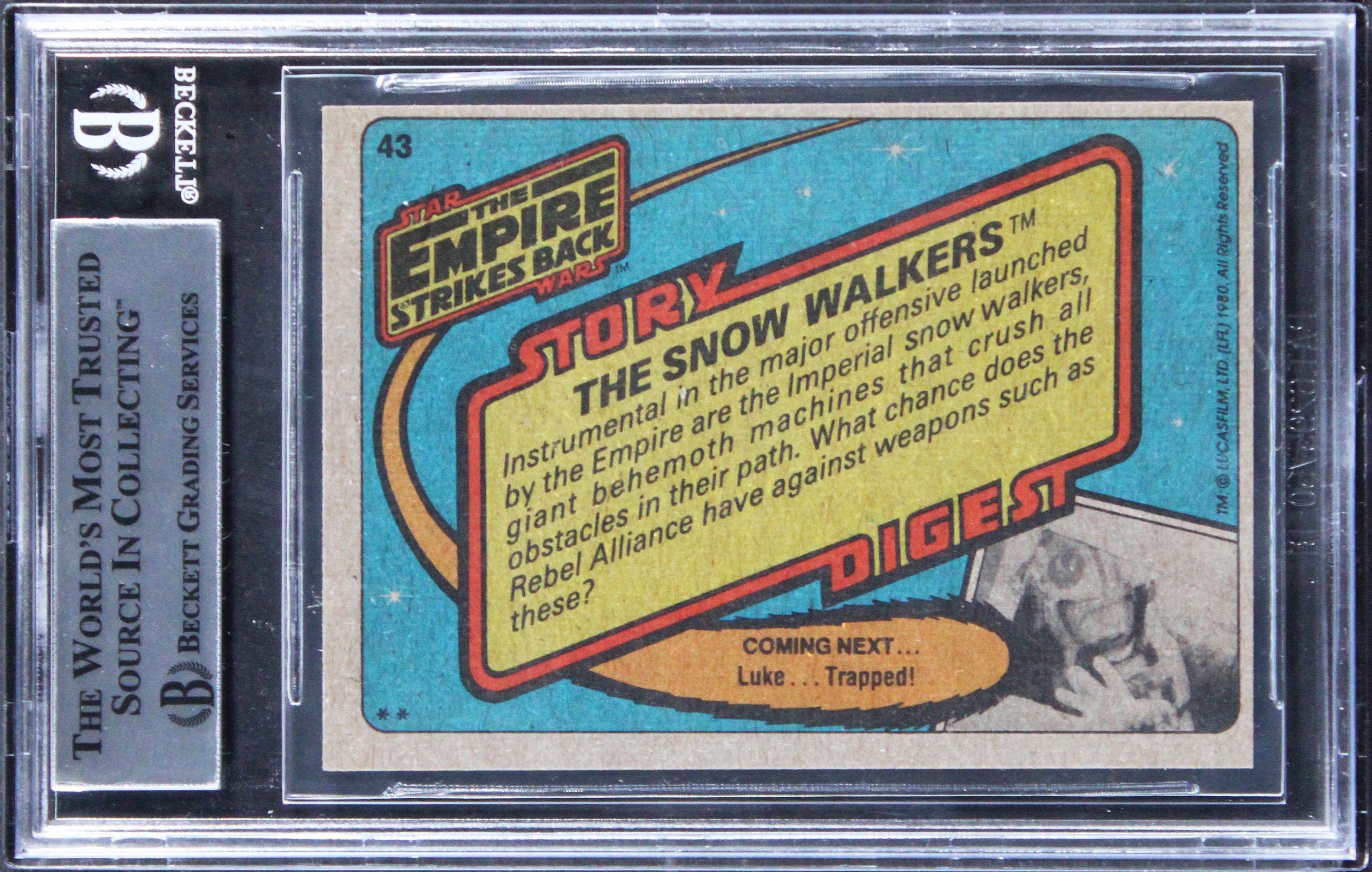 (3) Tippett +2 Signed 1980 Star Wars Empire Strikes Back #43 Card BAS Slabbed