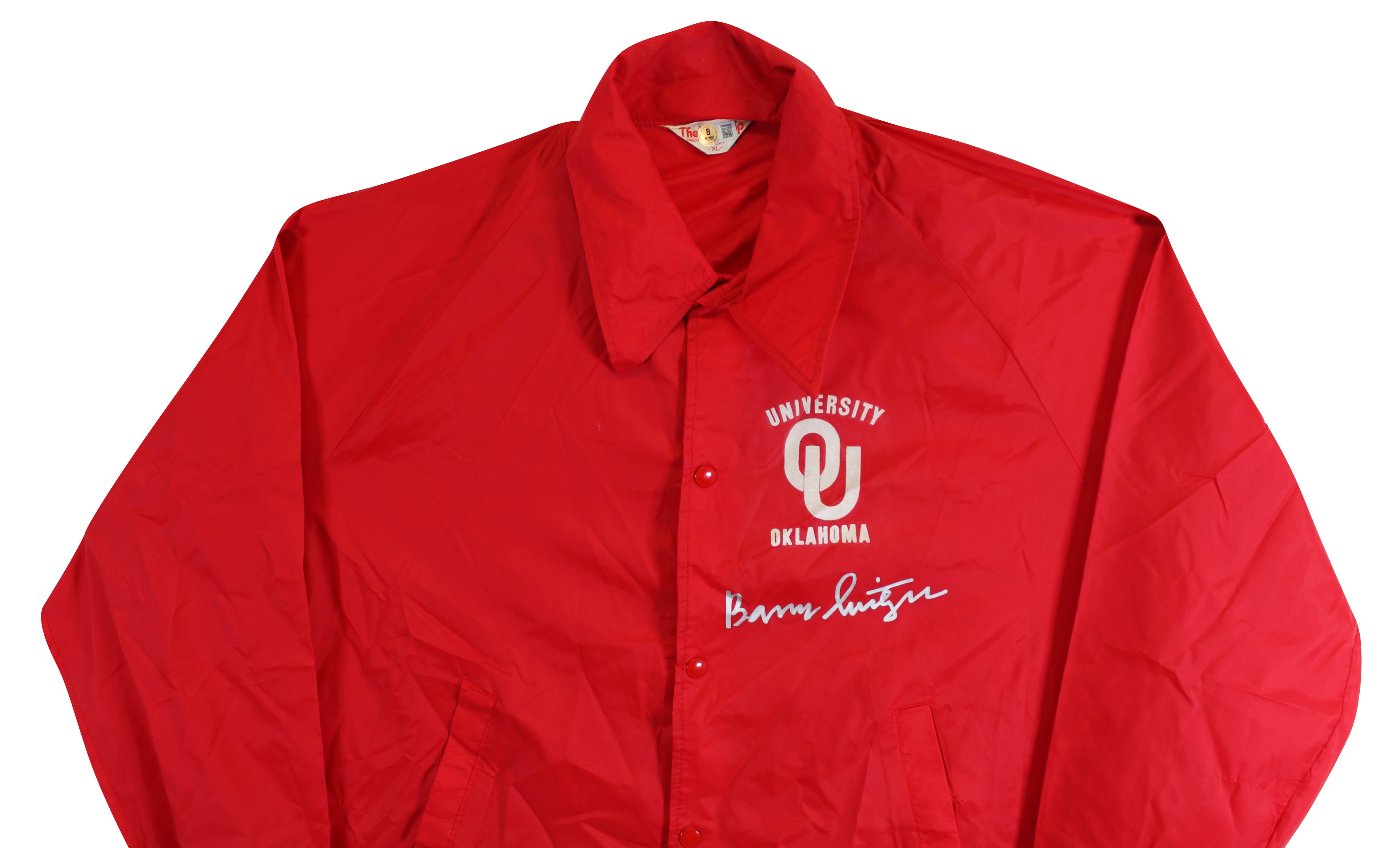 Oklahoma Bob Stoops Authentic Signed Maroon Windbreaker BAS Witnessed #2W088660