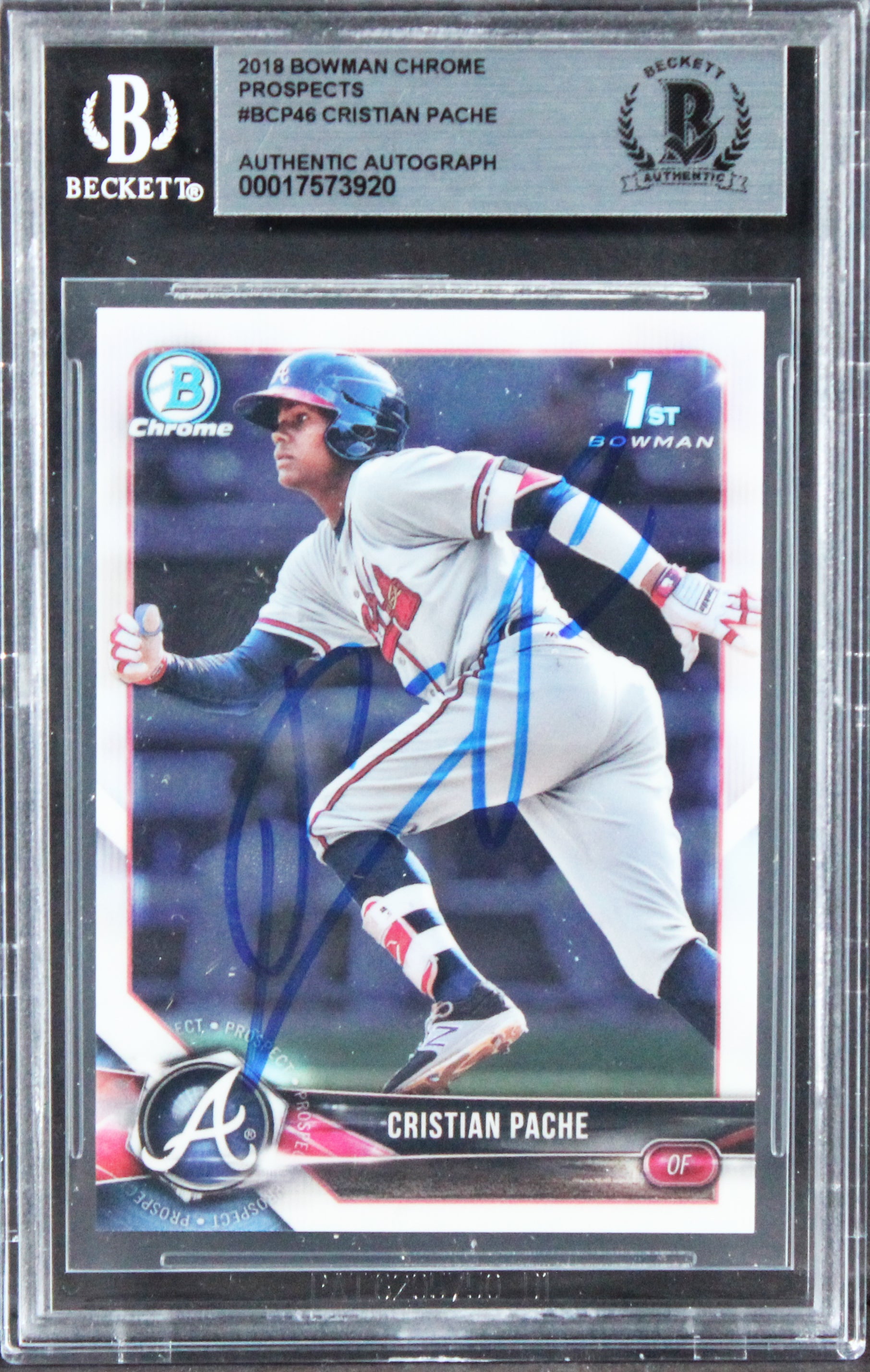 Christian Pache Signed 2018 Bowman Chrome Prospects #BCP46 RC Card BAS Slab