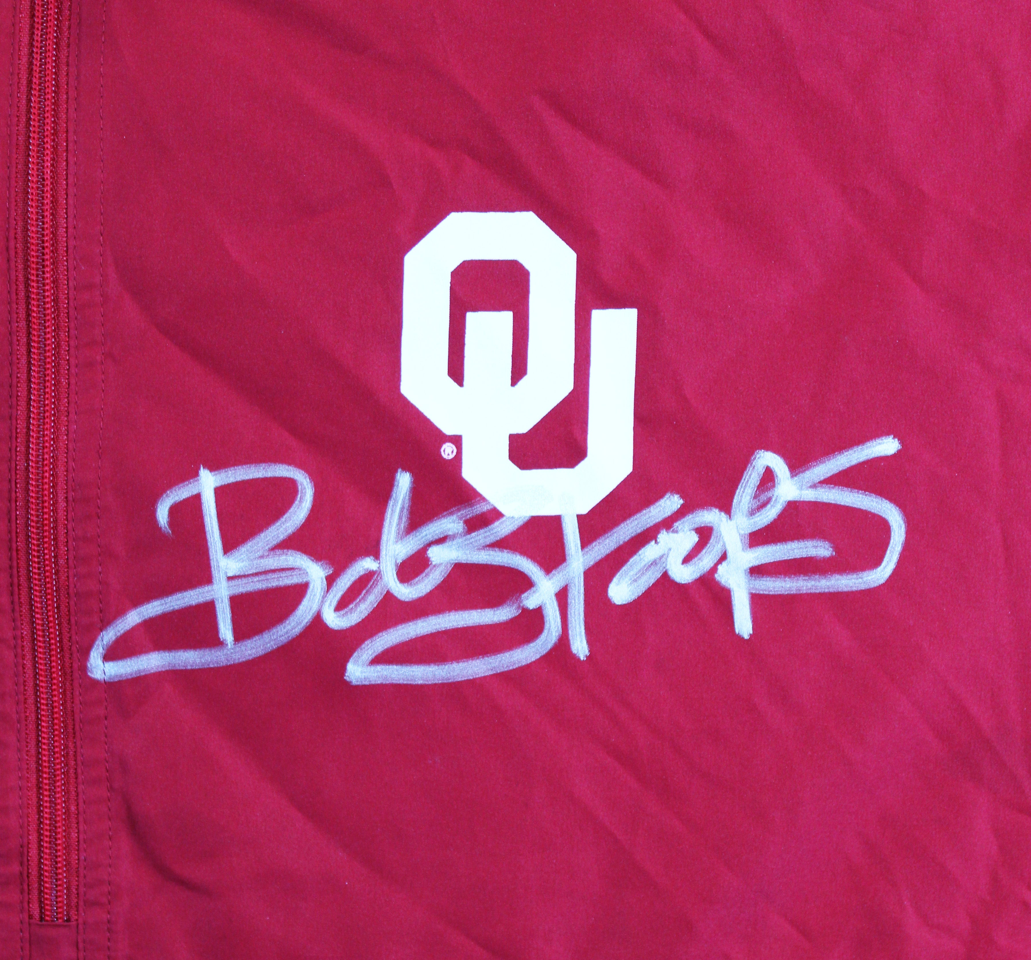 Oklahoma Bob Stoops Authentic Signed Maroon Windbreaker w/ Hood BAS Wit 2W701838