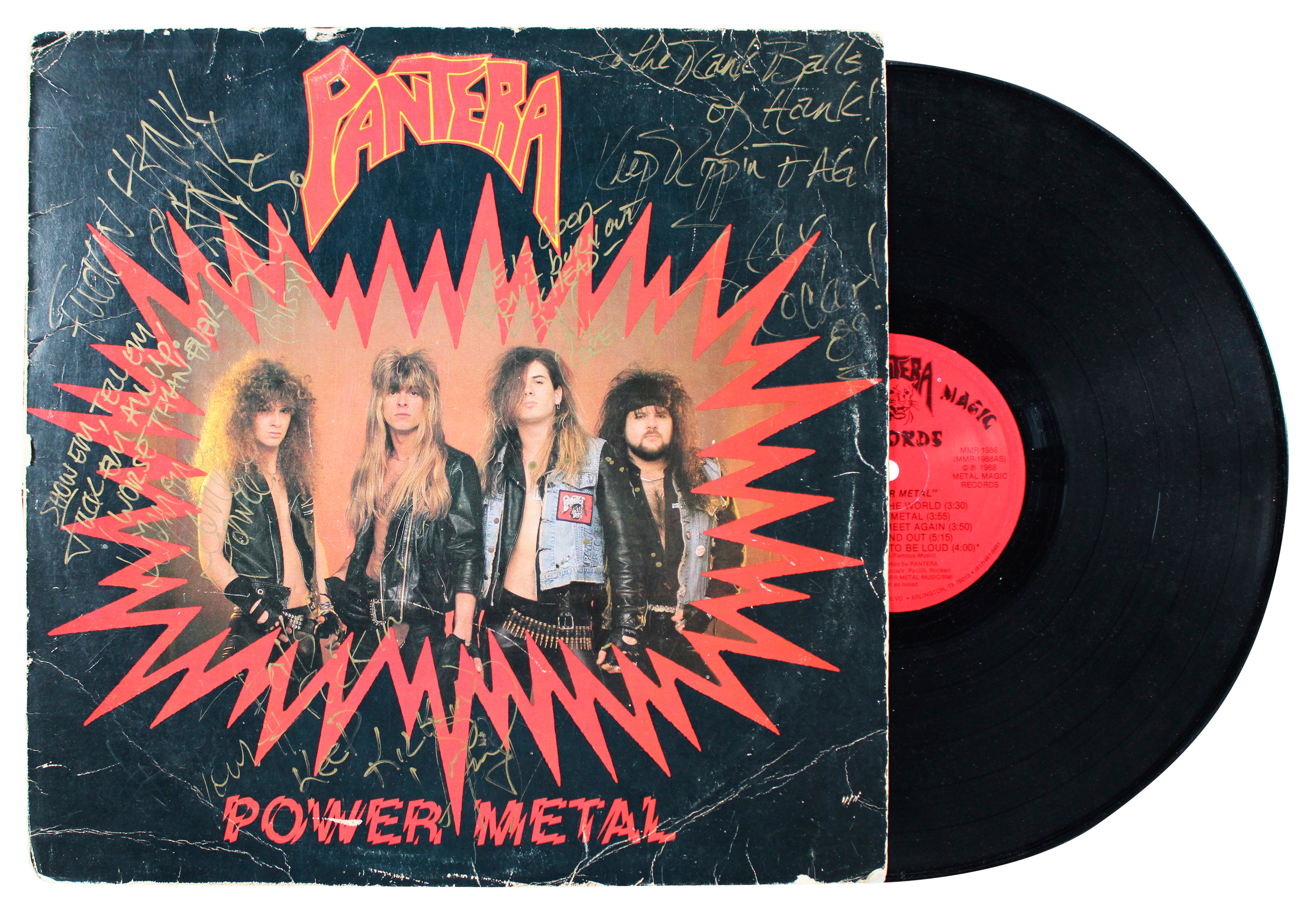 Pantera (4) Dimebag Darrell, Anselmo, Paul & Rex Signed Album Cover BAS #AE13890