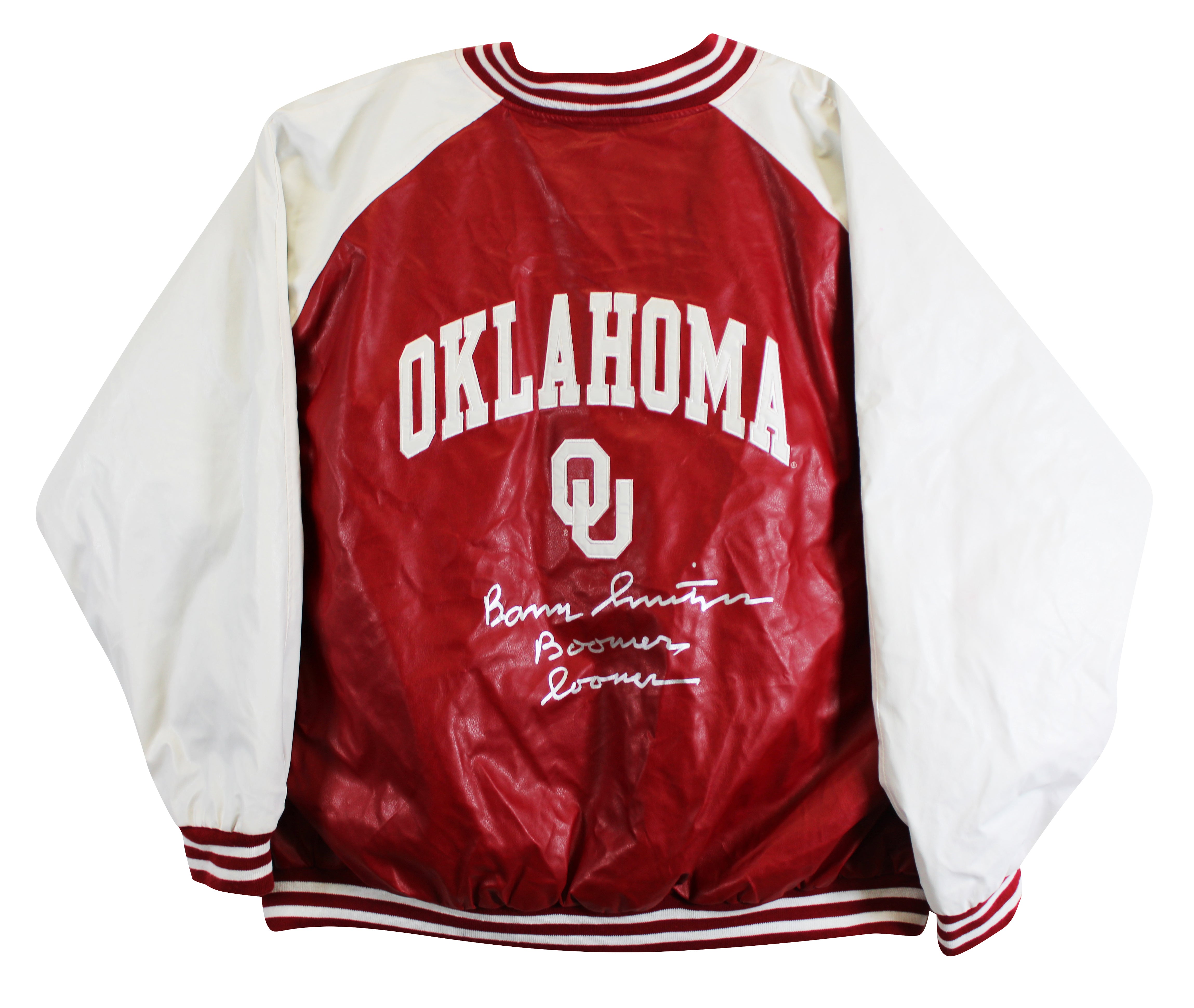 OU Barry Switzer "Boomer Sooner" Signed Maroon Jacket BAS Witnessed #2W088661