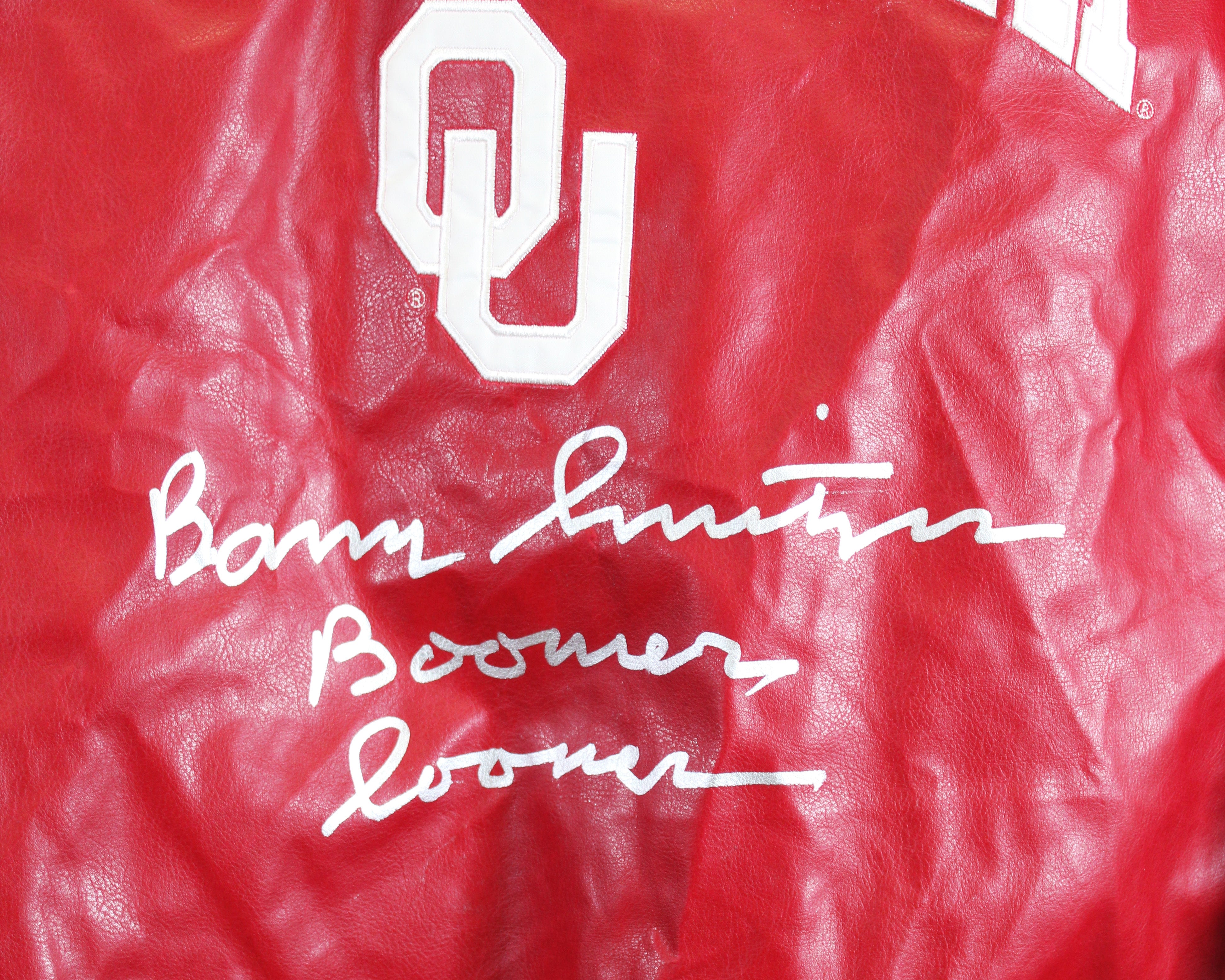 OU Barry Switzer "Boomer Sooner" Signed Maroon Jacket BAS Witnessed #2W088661